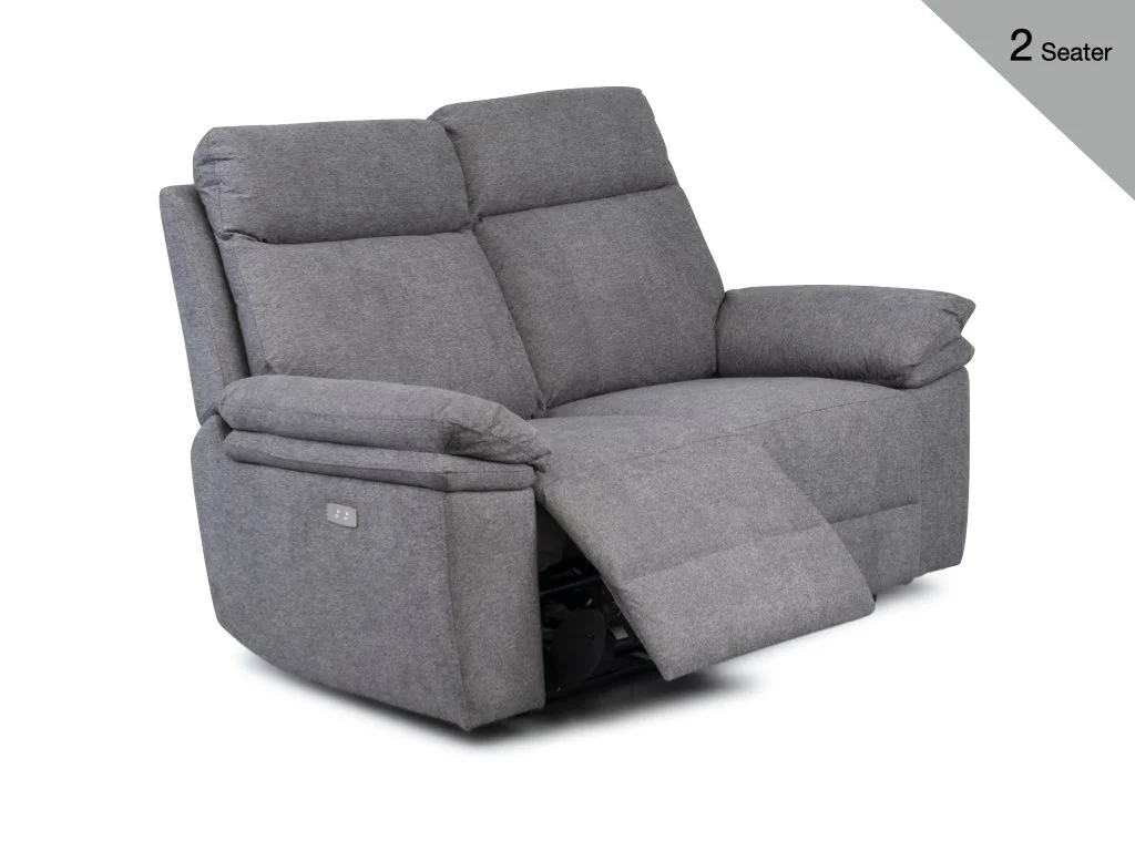 Horizon Fabric 2 Seater Power Reclining Sofa - Dark Grey