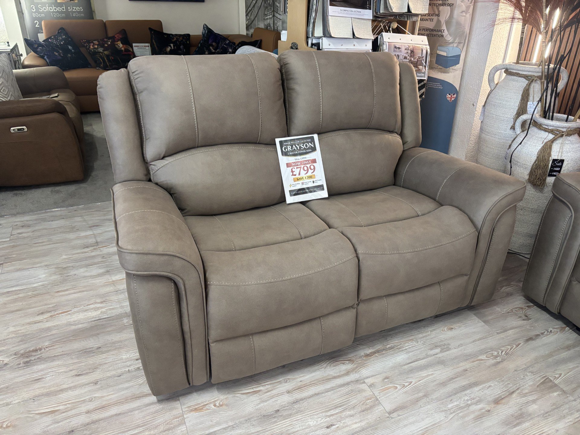 Grayson 2 Seater Power in Taupe