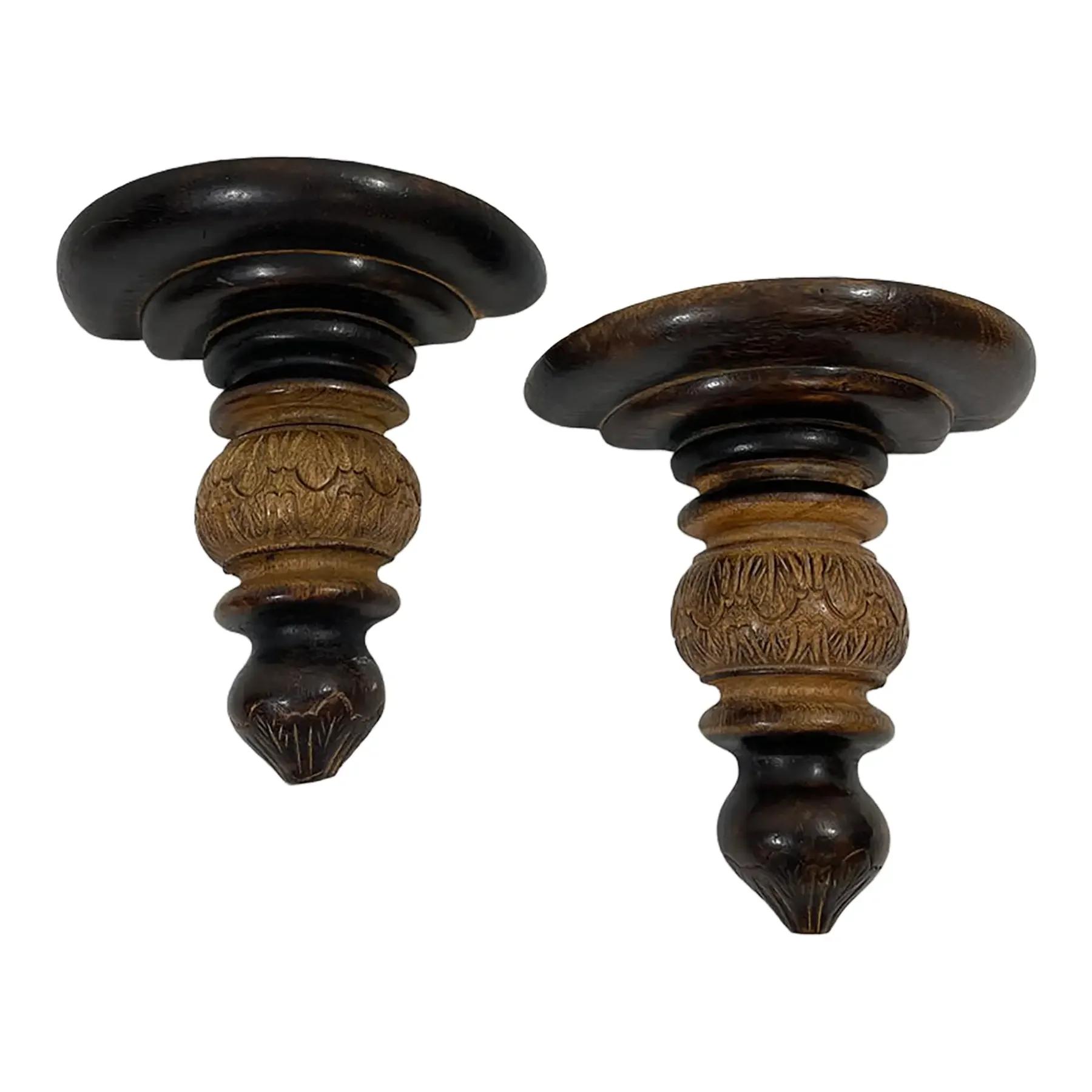 Vintage Carved Wood Wall Shelf Brackets Sconces Corbels, a Pair