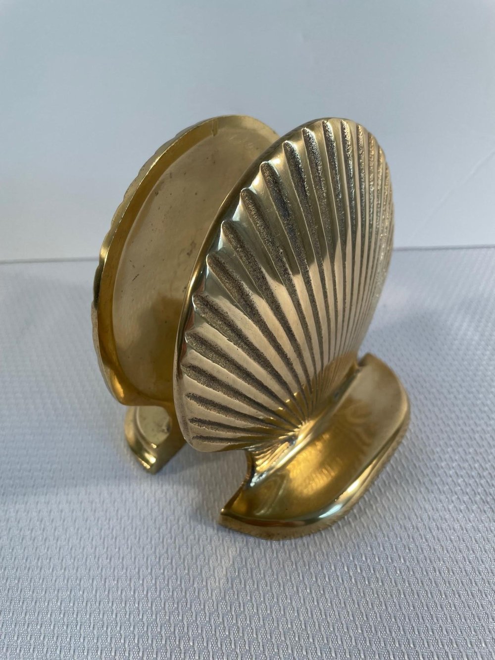 Mid Century Modern Brass Seashell Scalloped Bookends - a Pair