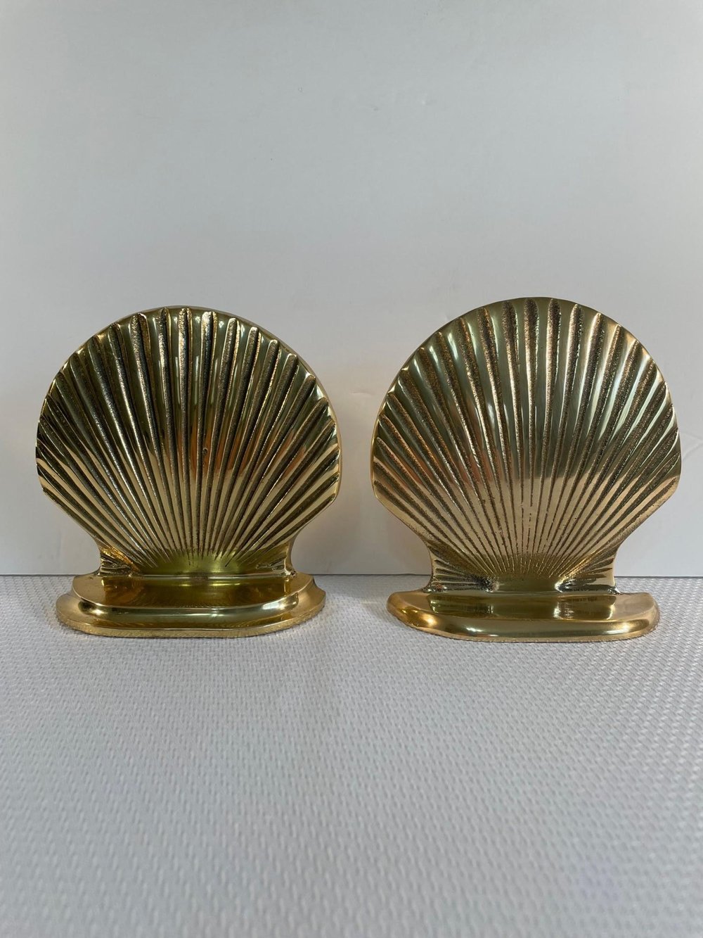 Mid Century Modern Brass Seashell Scalloped Bookends - a Pair — Sunset  Cottage Antiques, LLC