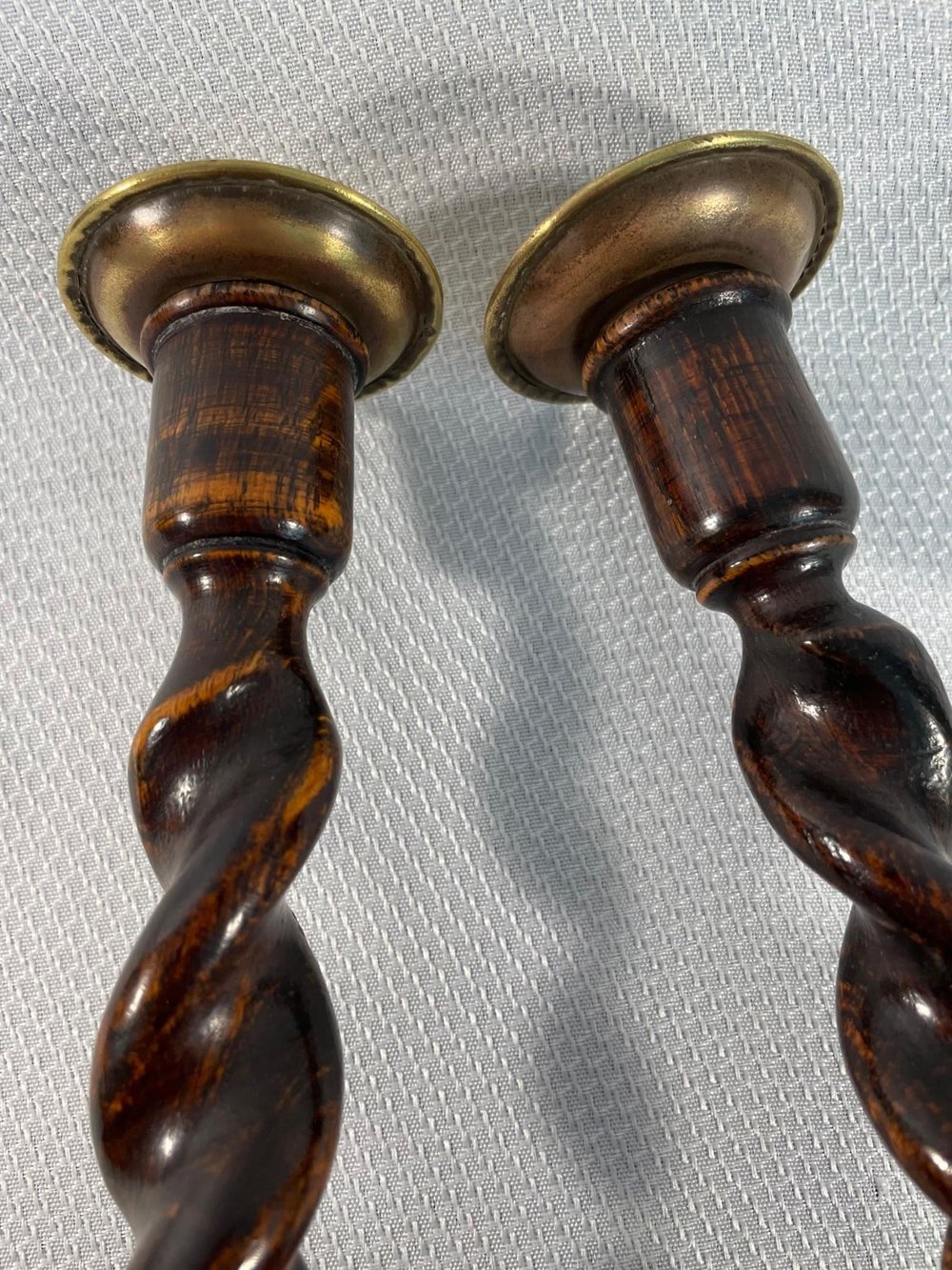 Early 1900s Antique English Oak Barley Twist Candlesticks - a Pair — Sunset  Cottage Antiques, LLC
