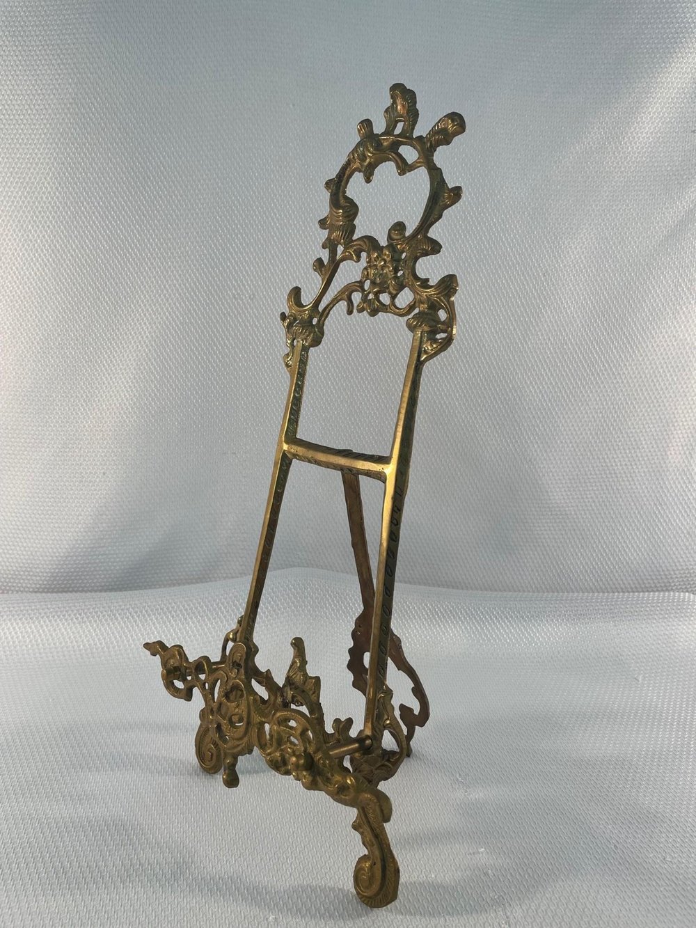 Vintage Solid Brass Easel for pictures, plates displays 9 Tall