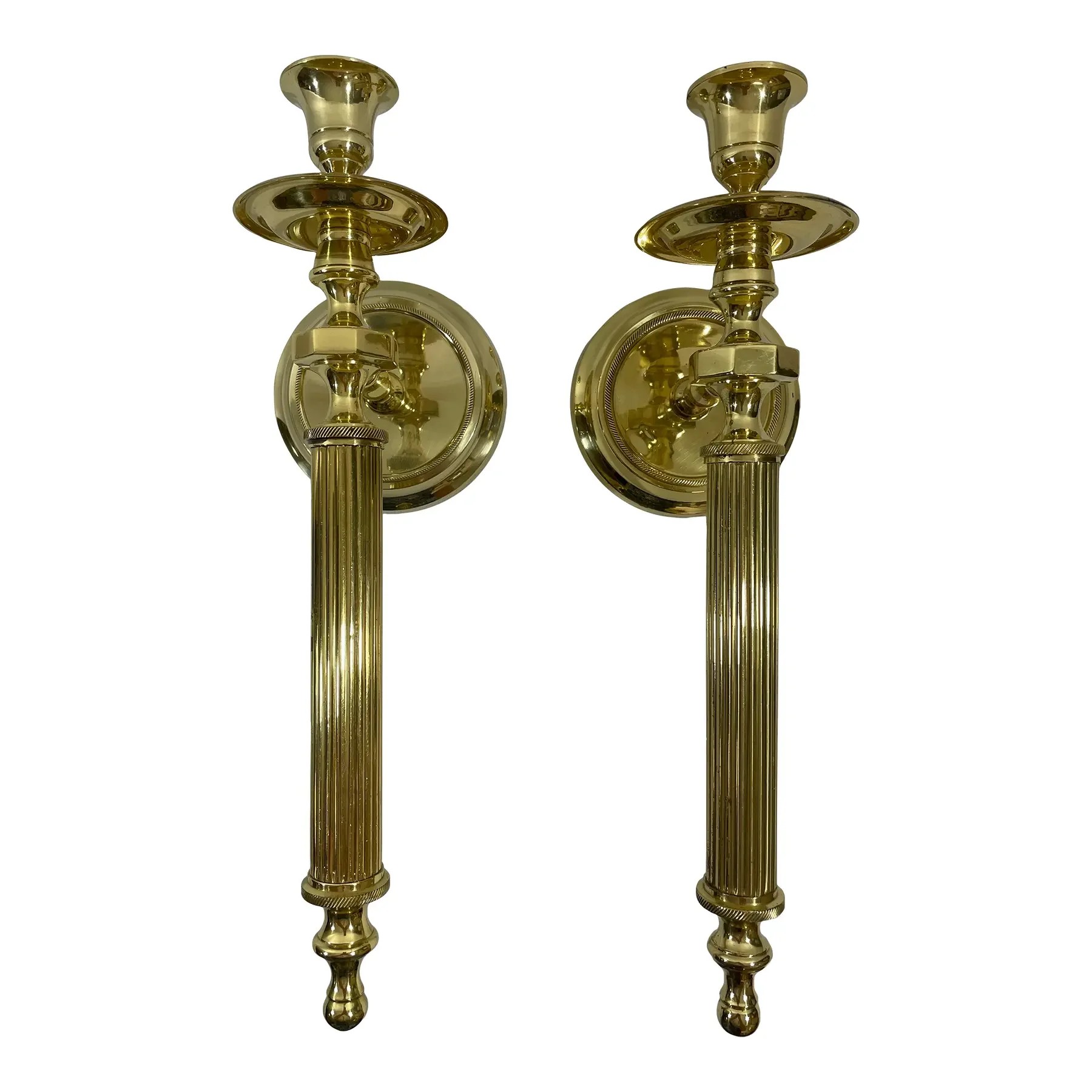 Vintage Brass Neoclassical Style Candle Wall Sconces - A Pair