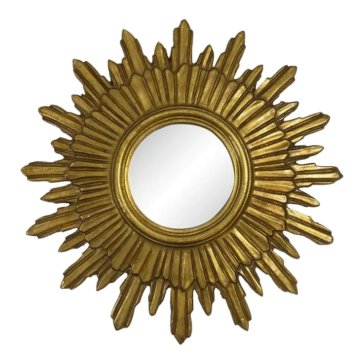 1970s Mid Century Modern Italian Florentine 20" Gilded Sunburst Wall Mirror