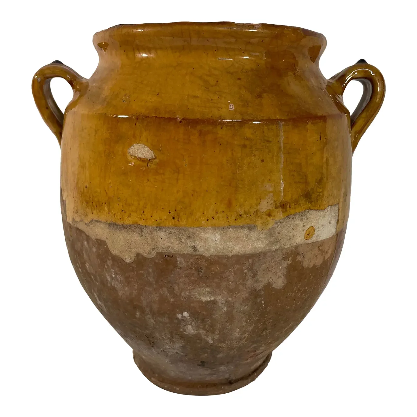 1890s Antique French Drip Glazed Confit Pot Jar