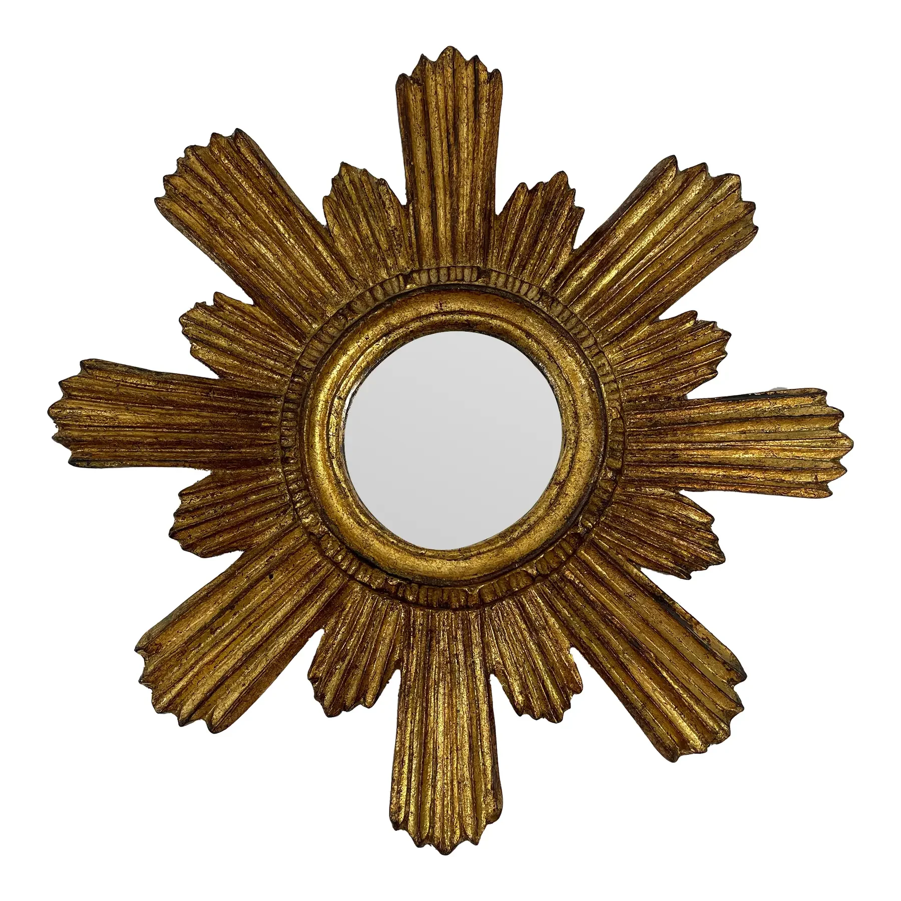 1950s Italian 14.5" Giltwood Sunburst Wall Mirror