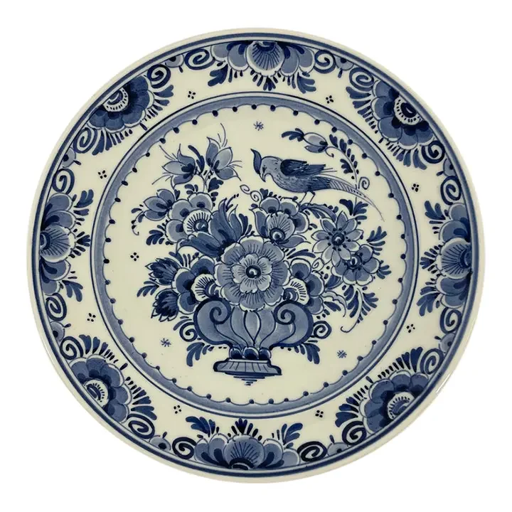 Vintage Mid 20th Century Blue and White Faience Delft Plate