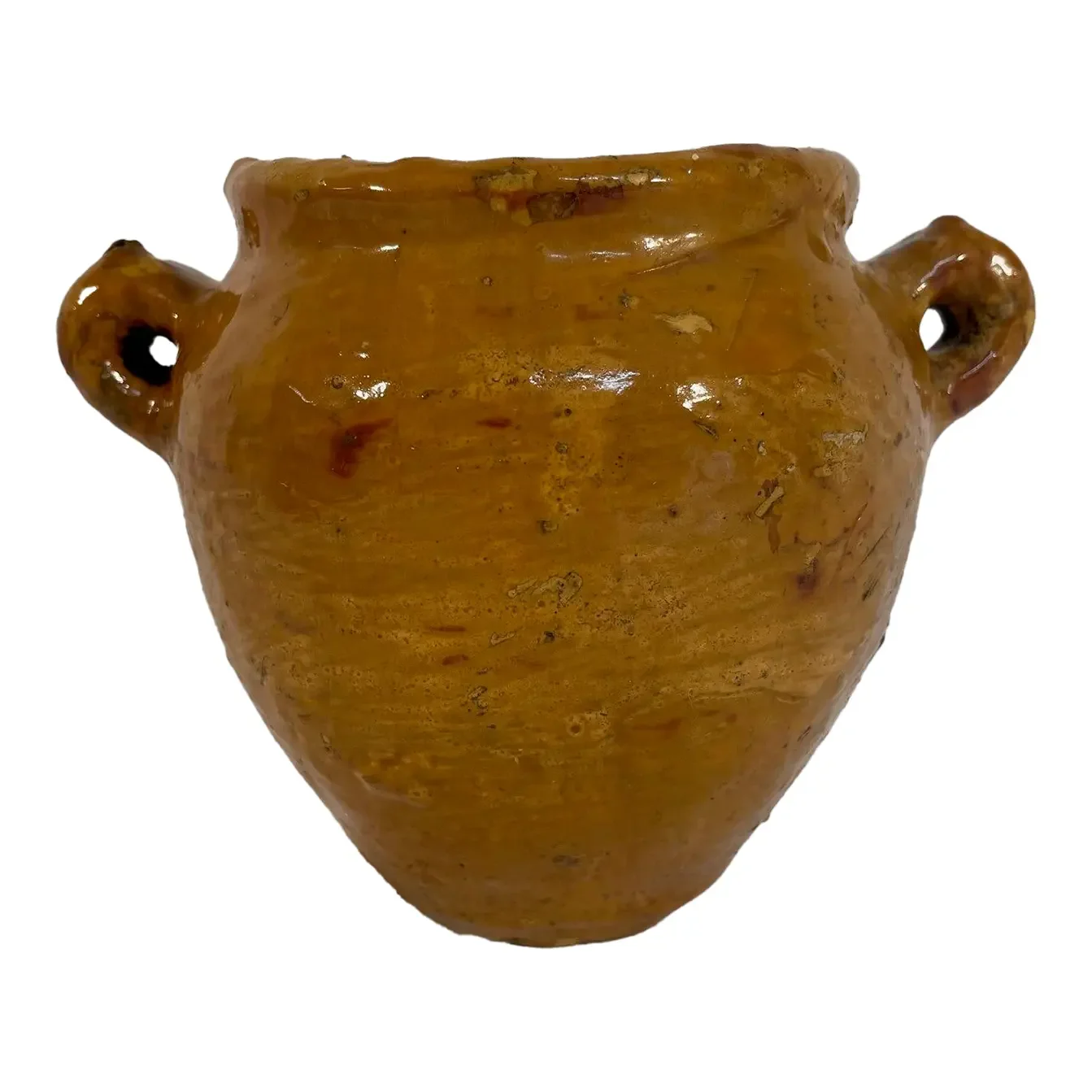 Rare 1890s Petite Glazed Earthenware French Confit Pot or Jar