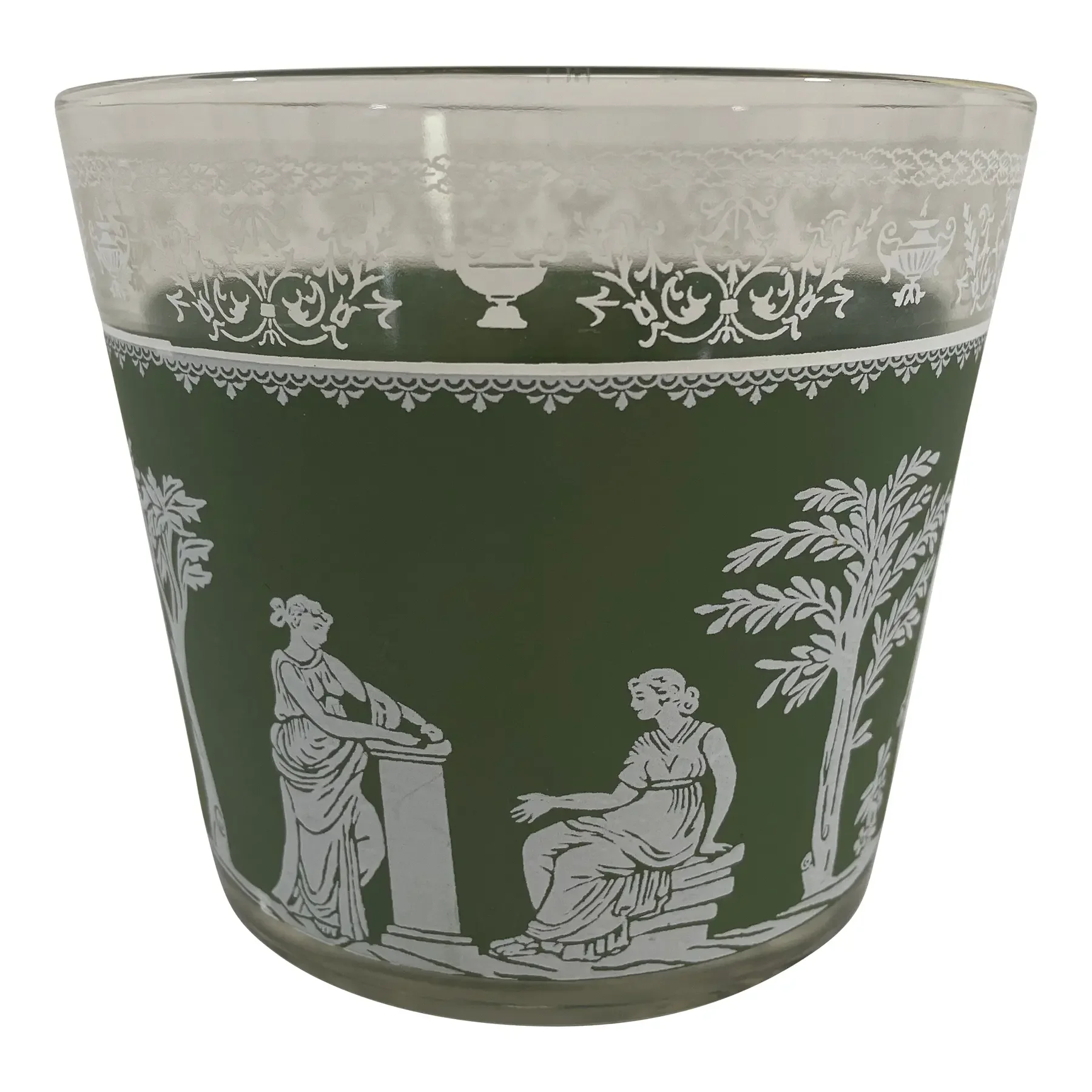 Vintage 1950s Hellenic Classical Glass Ice Bucket