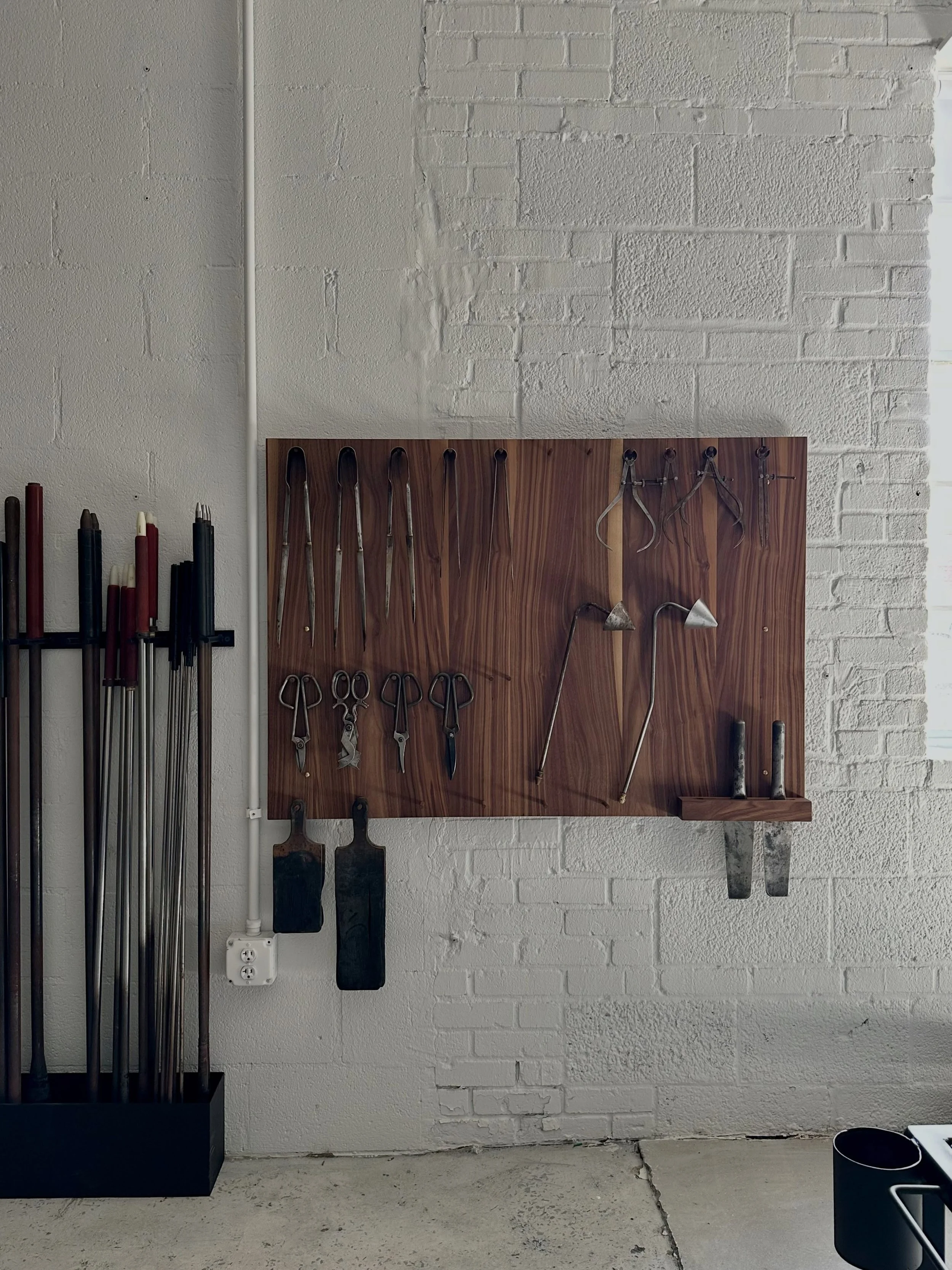 New tool wall in walnut&hellip; because why not? A preview of what&rsquo;s coming for the glass studio