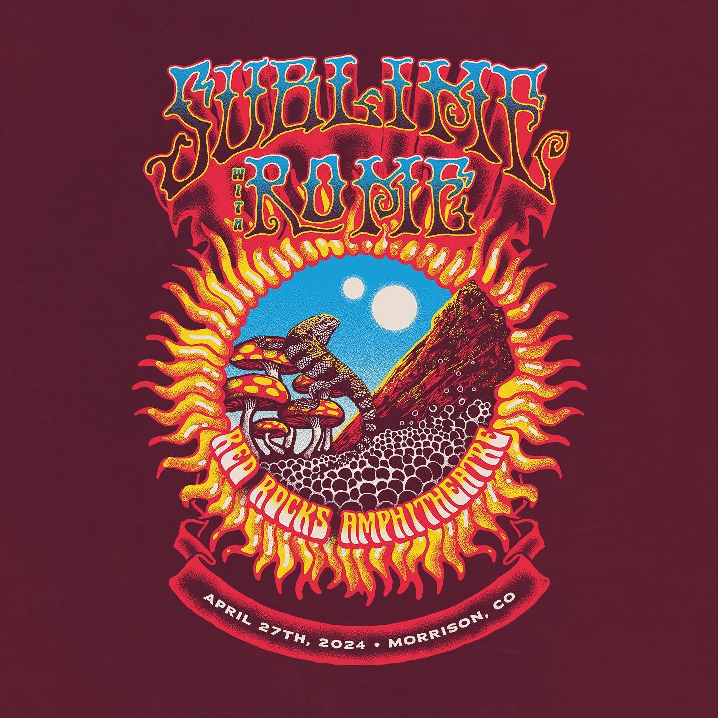 Excited to share this design I drew up for @sublimewithrome and their show at Red Rocks a few weekends ago.

The good news: they sold-out at the show! Bad news: I was too slow and won&rsquo;t get a tee for myself.

I hope all who went enjoyed the sho