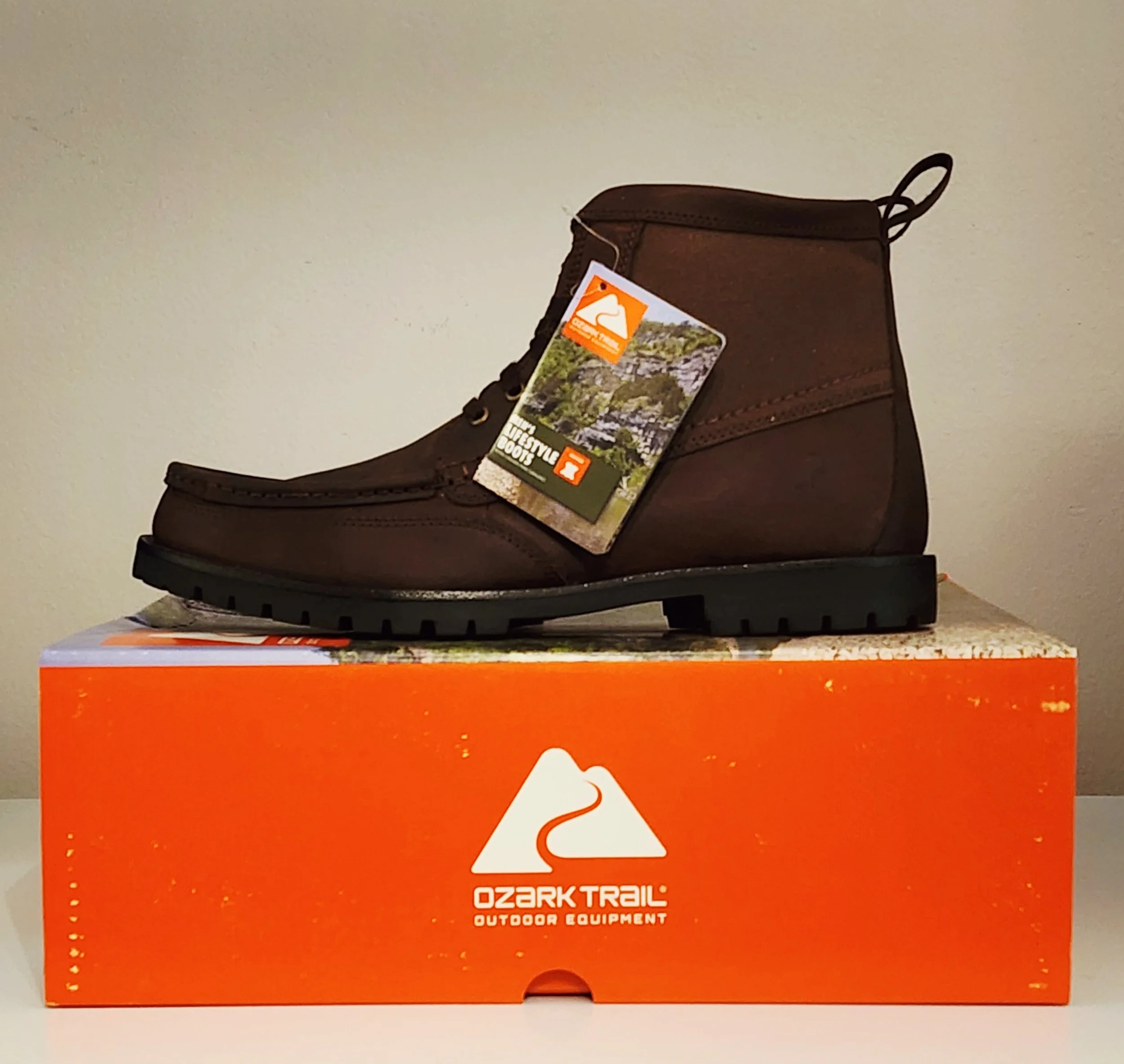 Ozark Trail Rolled Moc Chukka Men's Genuine Leather Brown Boots (New)