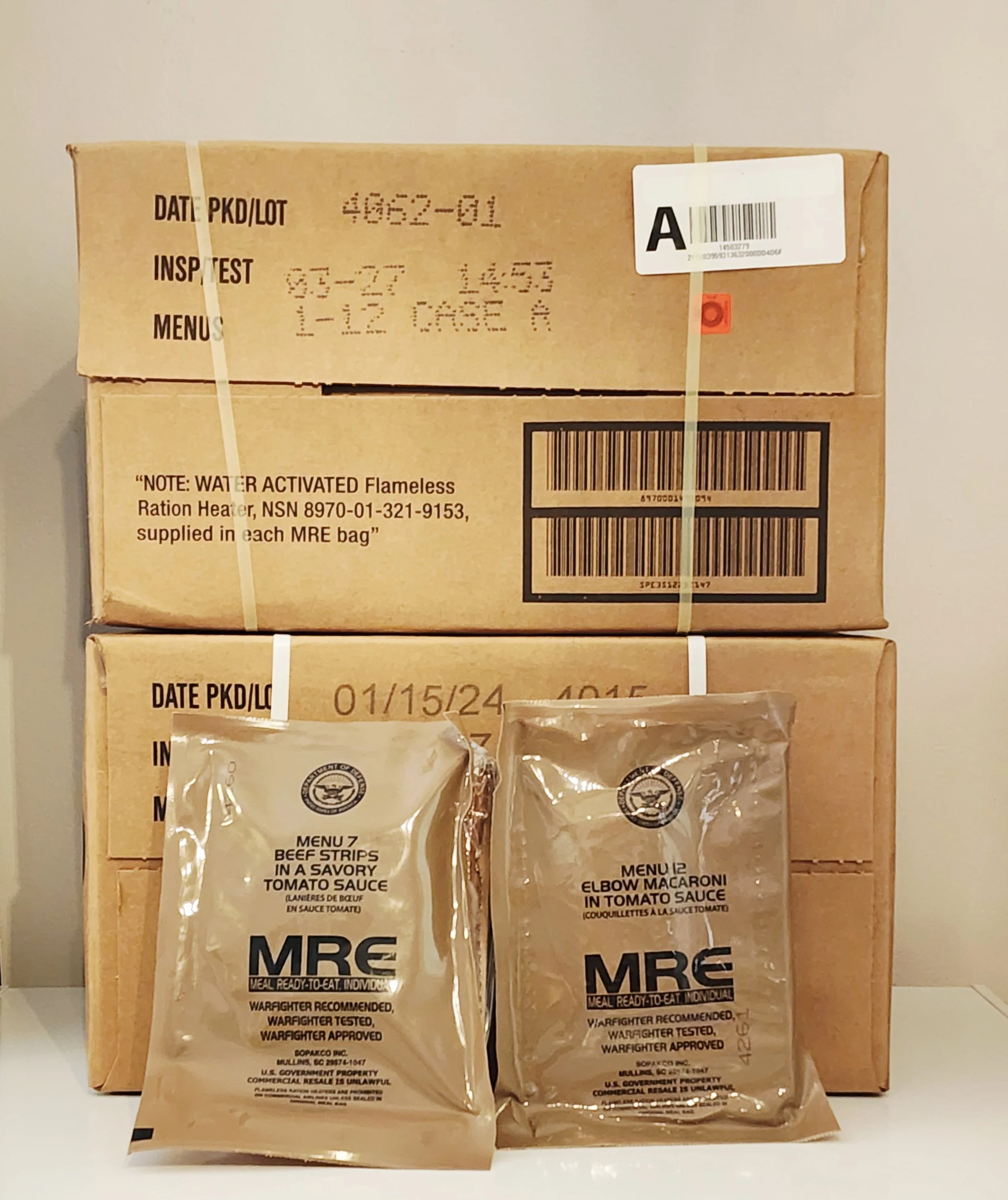 Military Meals Ready-to-Eat MRE Case Menu 2027 Inspections