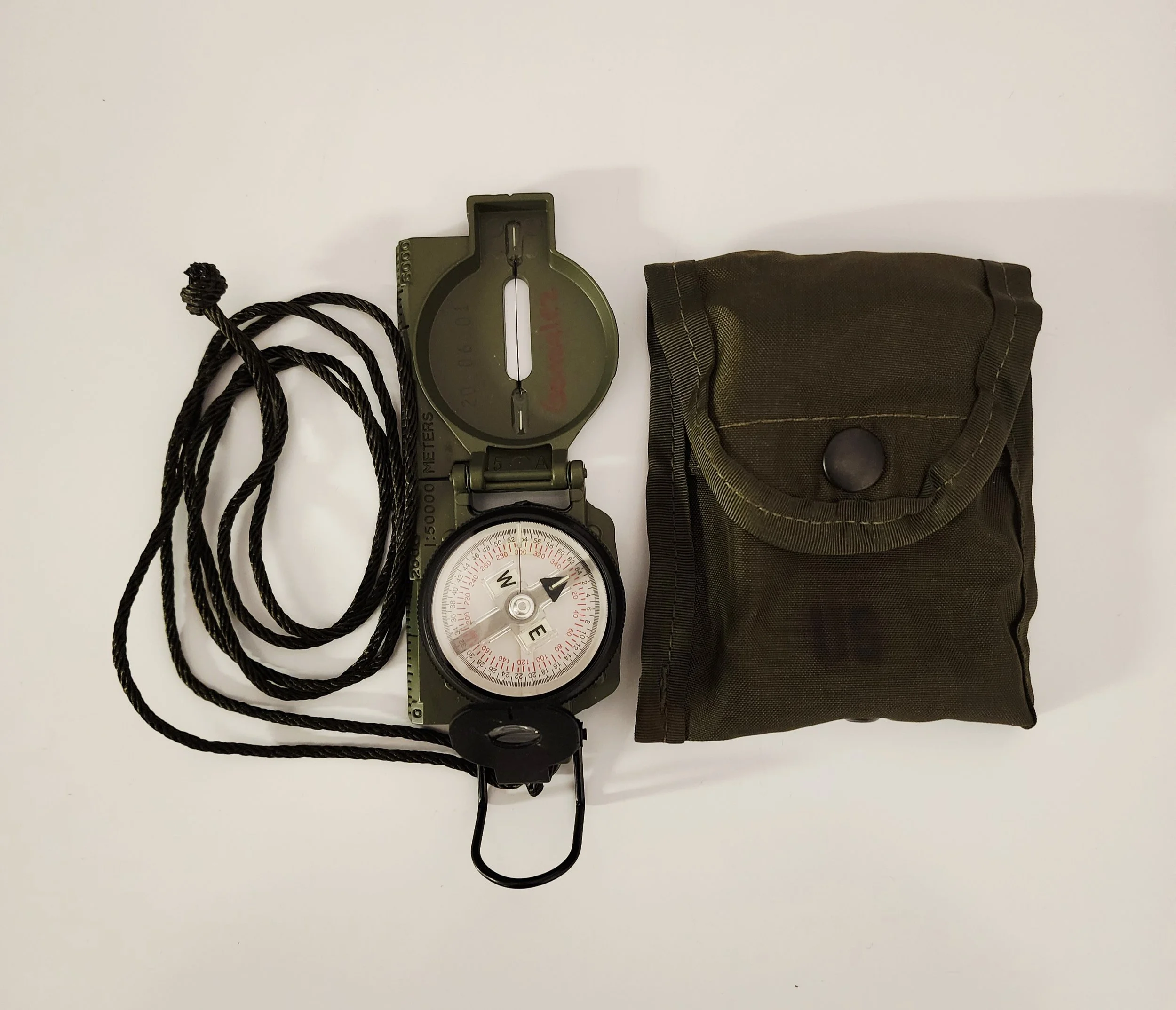 Military Tritium 3H Lensatic Compass with Carry Pouch