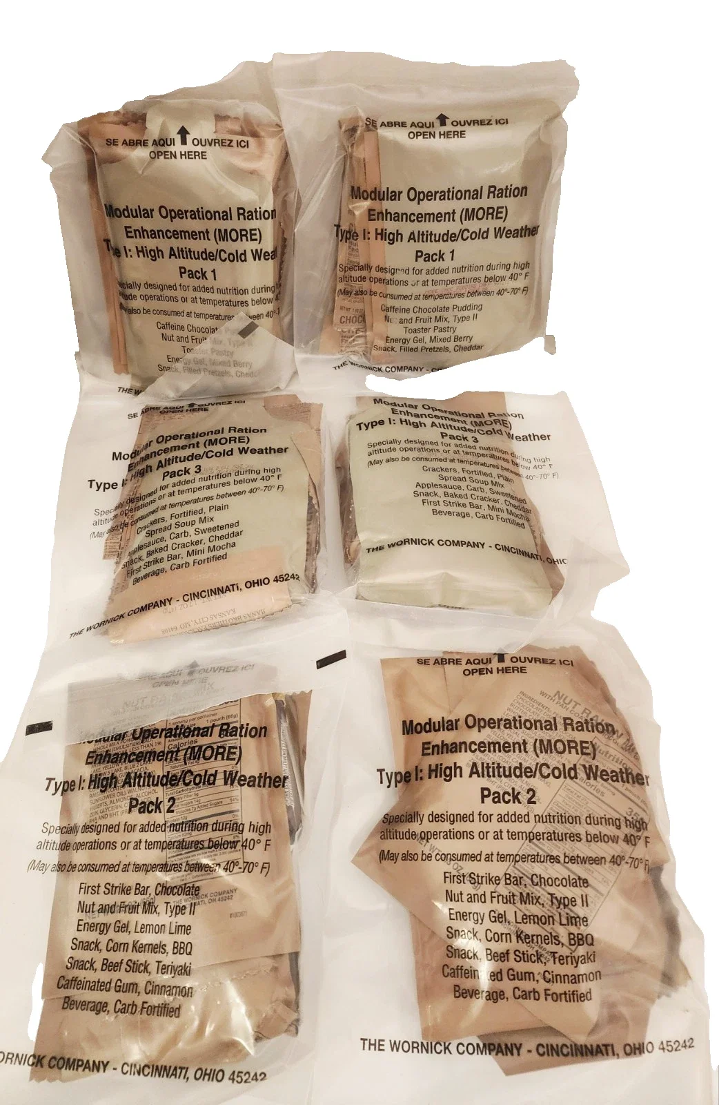 Military MORE MRE Meal Ready To Eat Cold Weather 6 Pack 2025 INSP Date or Better
