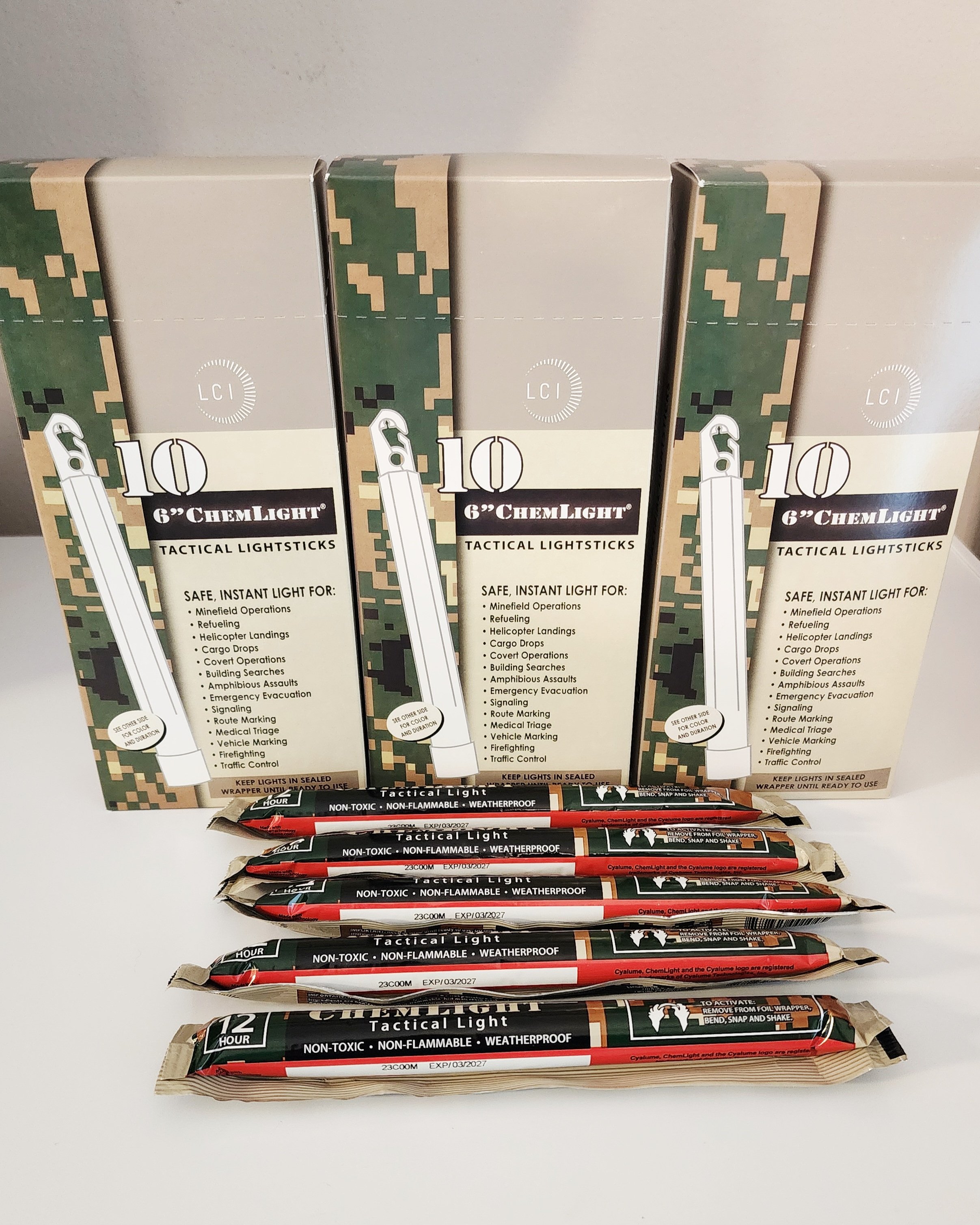 LC Industries ChemLight 6-inch Red Box of 10 Military Grade Glow Sticks