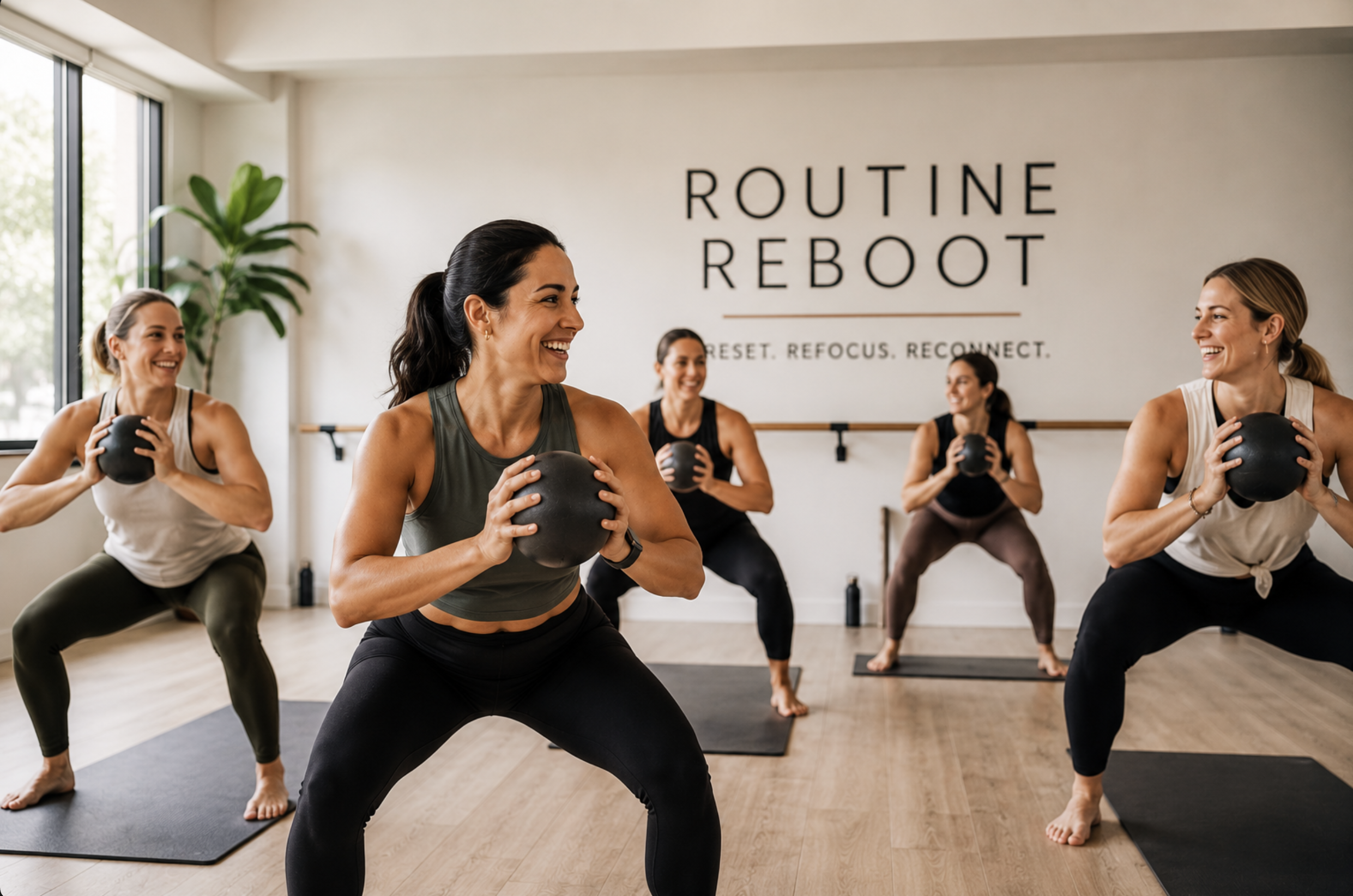 fitness studio clients at an open house