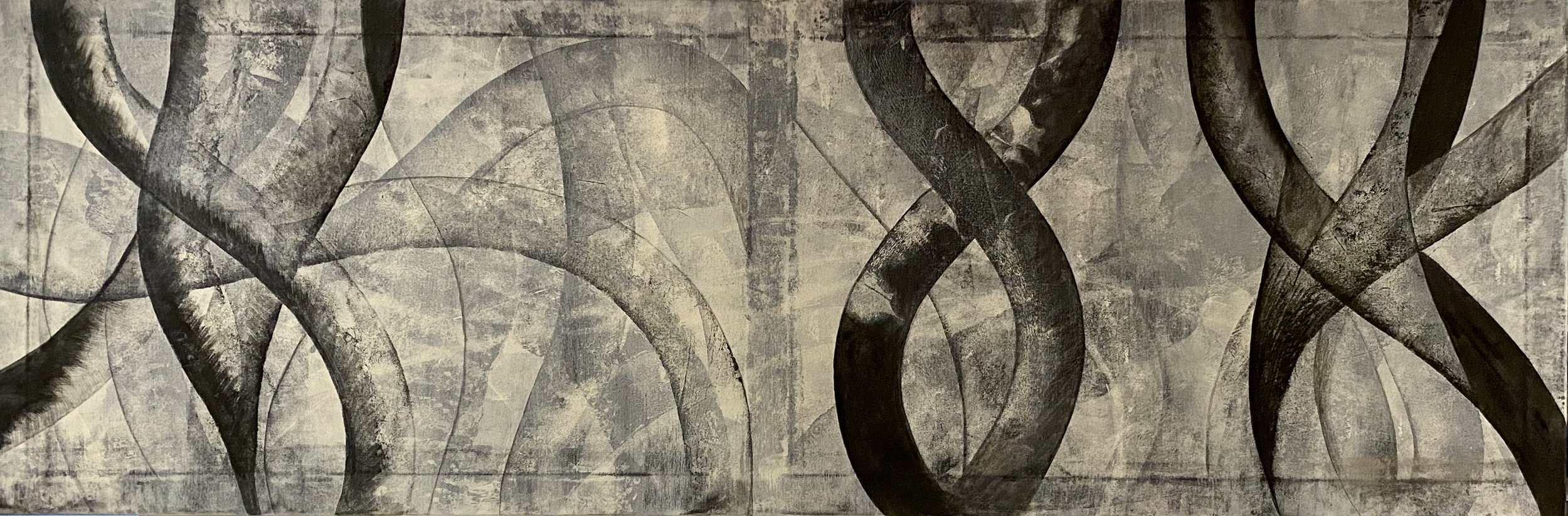 Azadeh Ghotbi, Crossroad 28, 2021, Acrylic on canvas, 50 x 100 cm