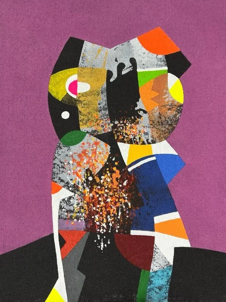 Charles Khoury, Untitled, 2022, acrylic on jute, 102 x 80 cm