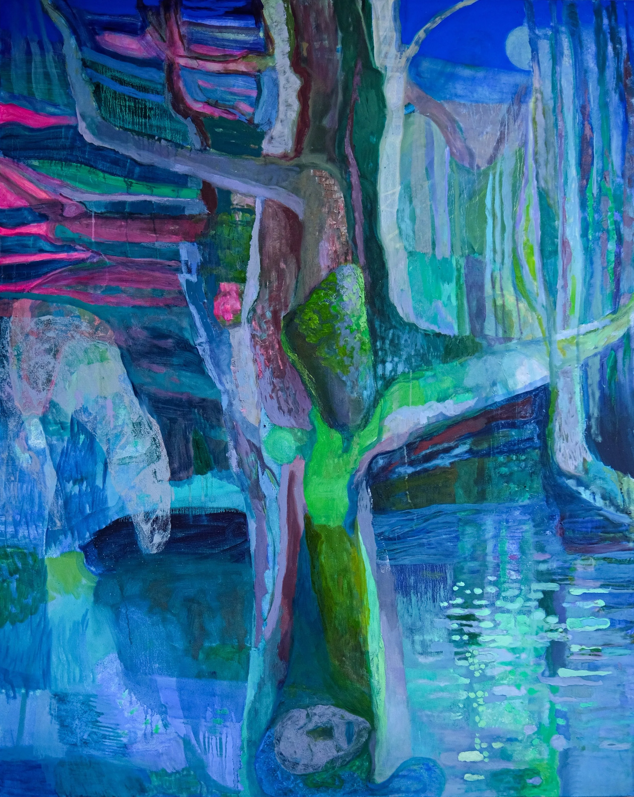 Entre Chien et Loup, 2025, pigmnets and oil on canvas, 155 x 125 cm