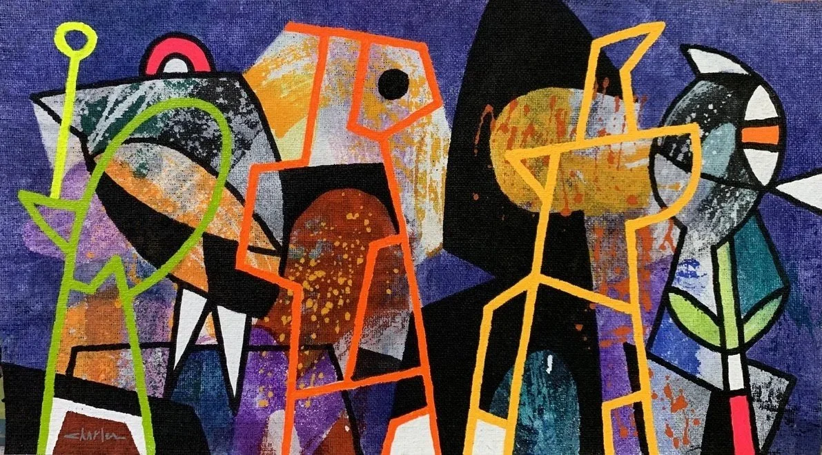 Charles Khoury, Untitled, 2019, acrylic on jute, 50 x 88 cm