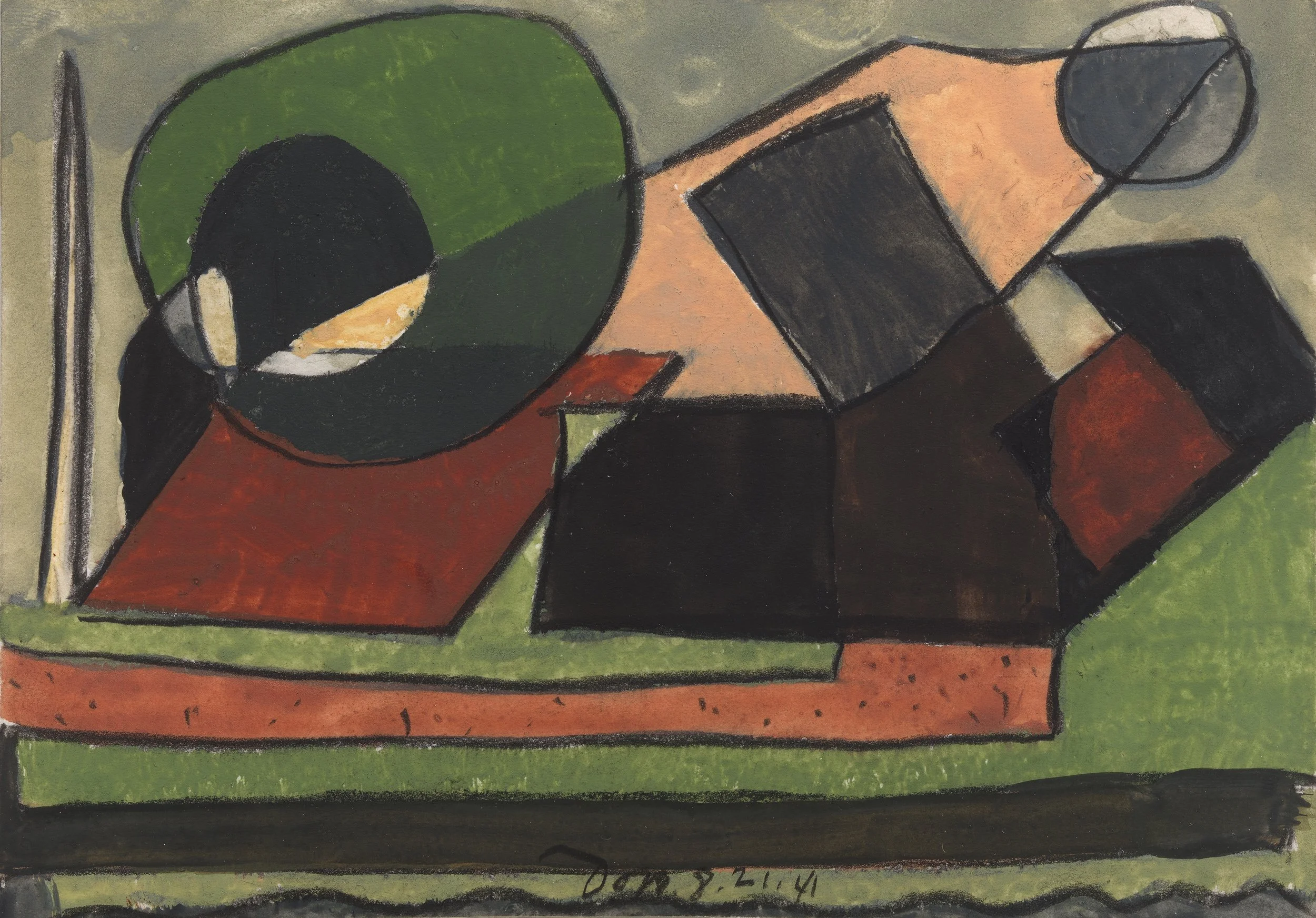 Arthur Dove, Untitled (Abstraction IV Geometric), 1941. Signed and dated 8-21-41 (lower center). Watercolor on paper, 10.2 by 13.2 cm 