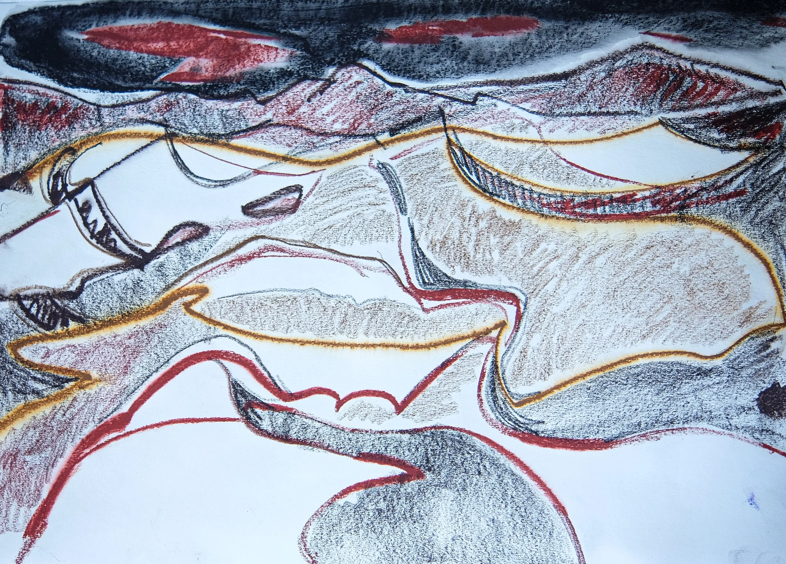 Rolling Earth, 2025, pigments, paper, 29.7 x 42 cm