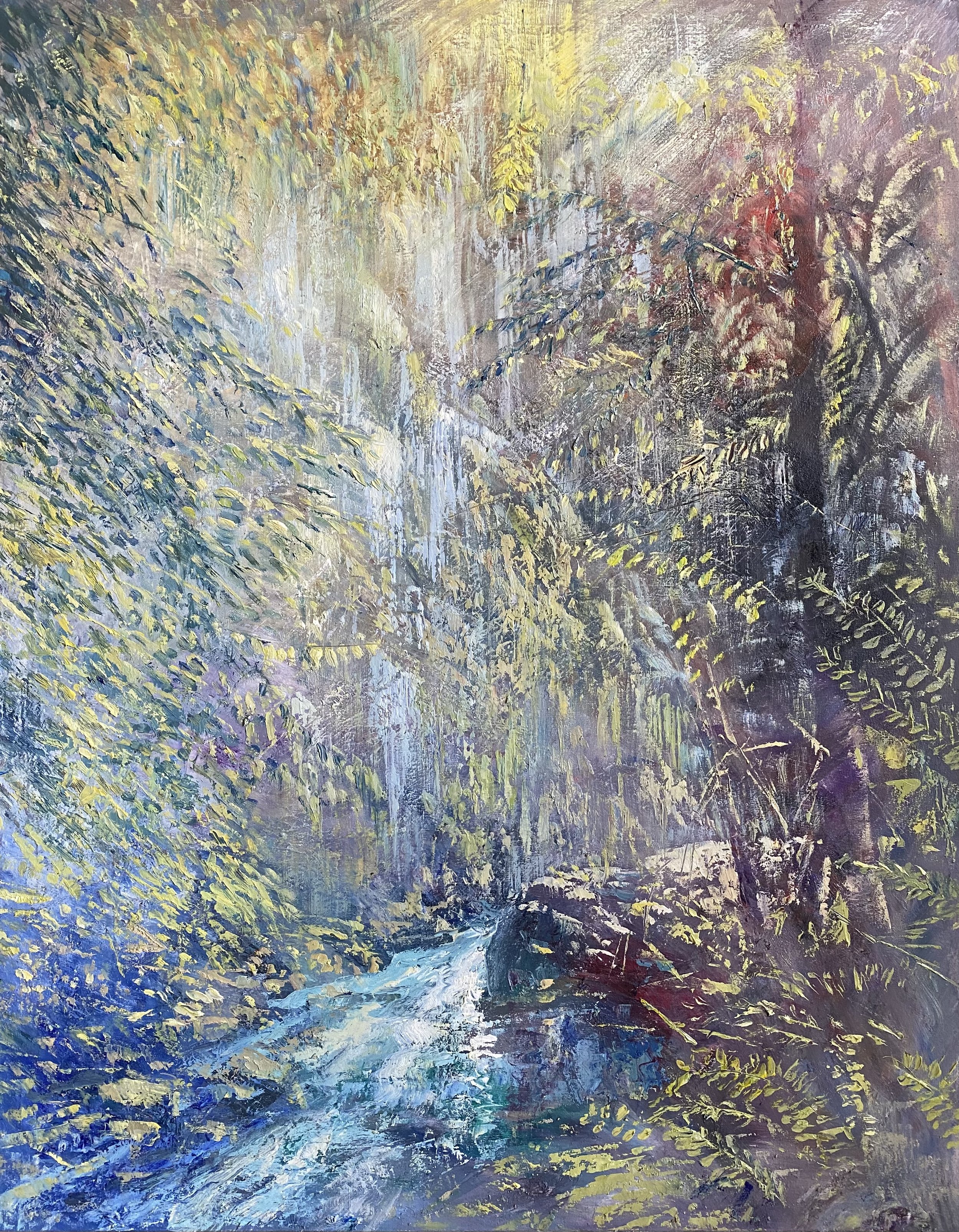 Qadisha Waterfall, oil on canvas, 70 x 55 cm