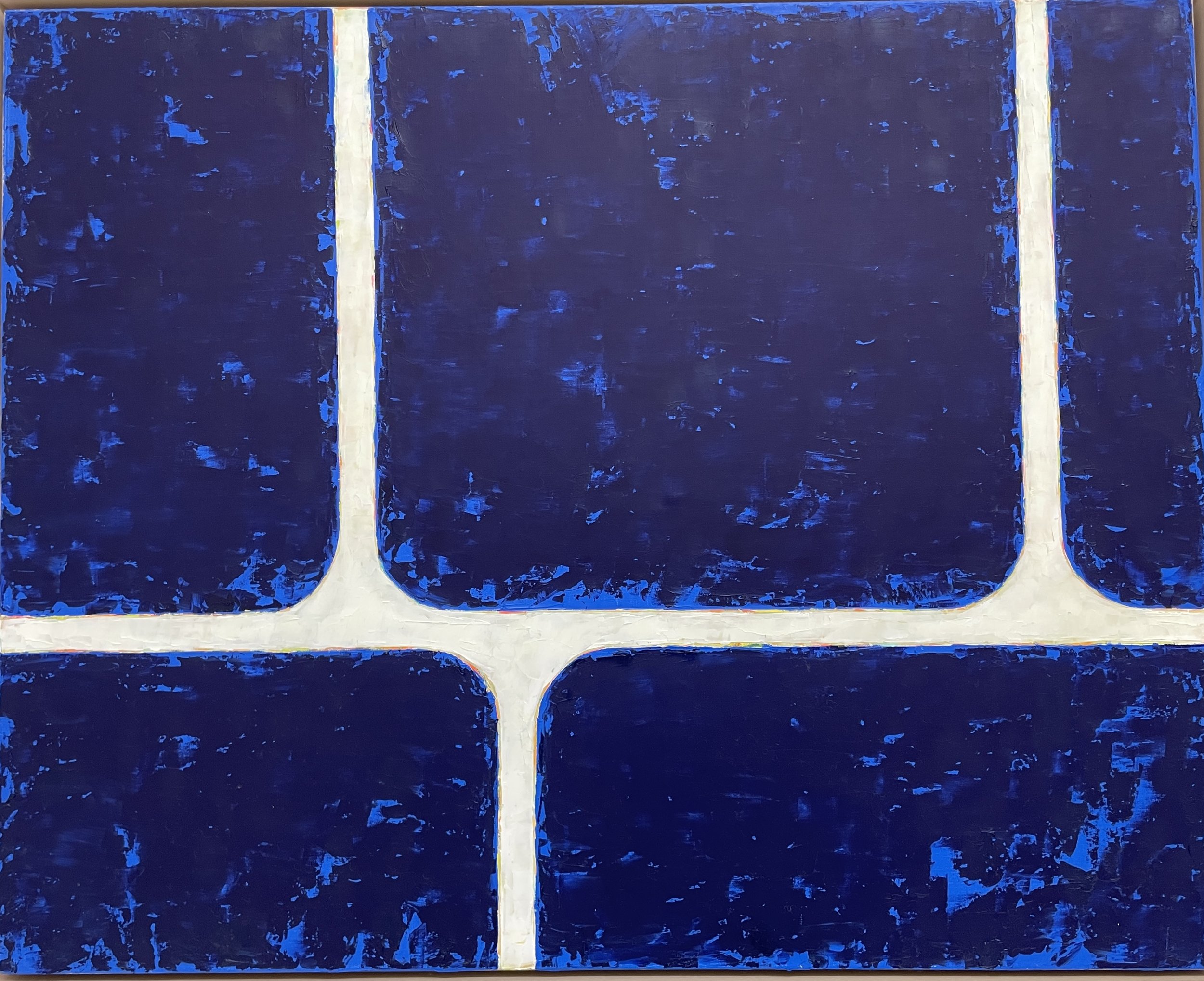 Maria Wallenstål-Schoenberg, Cycle Indigo, 2023, oil on canvas, 80 H x 100 W x 4 D cm