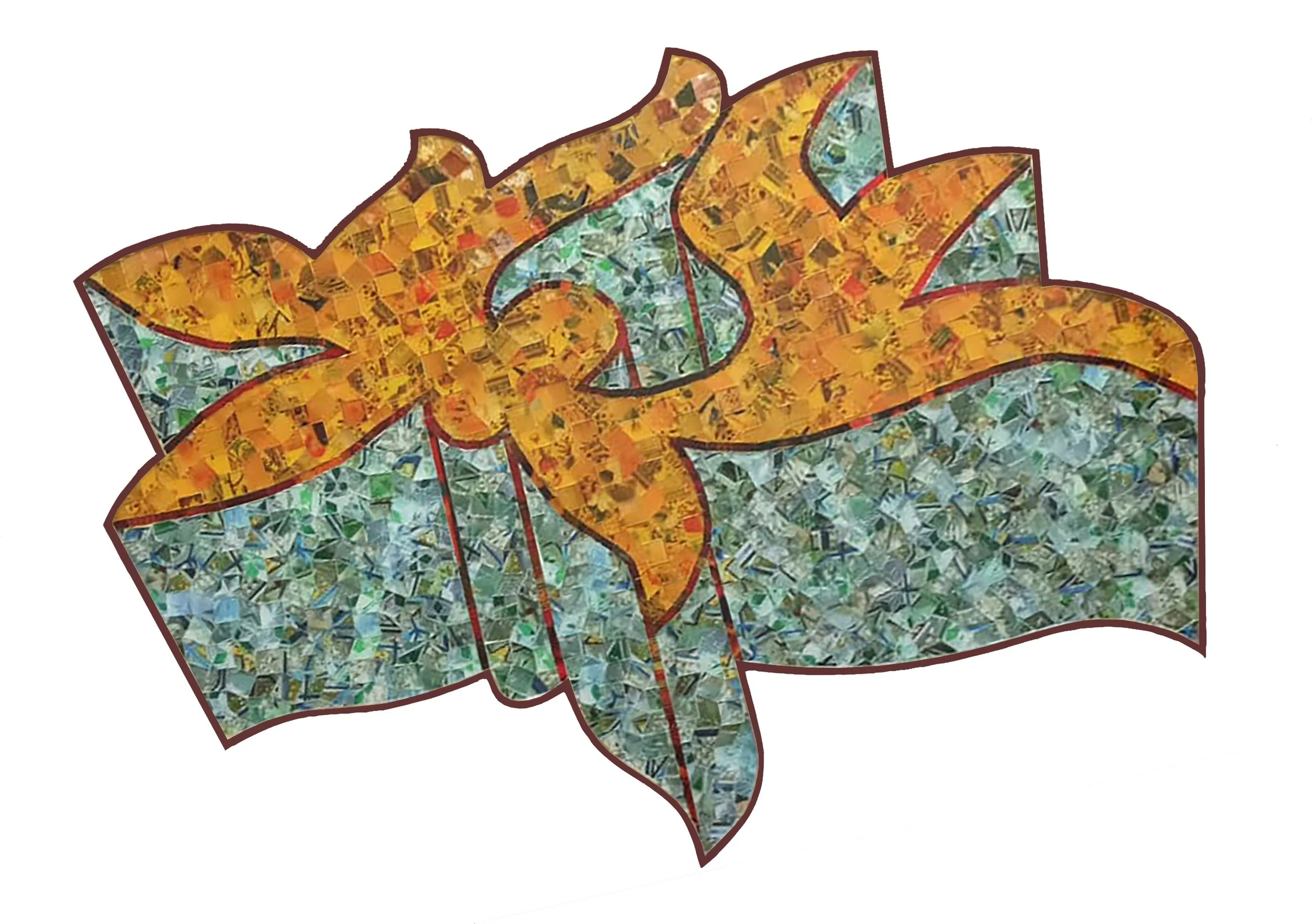 Islimi Perspective series, 2023, Mirror mosaics on wood, 72 x 100 cm