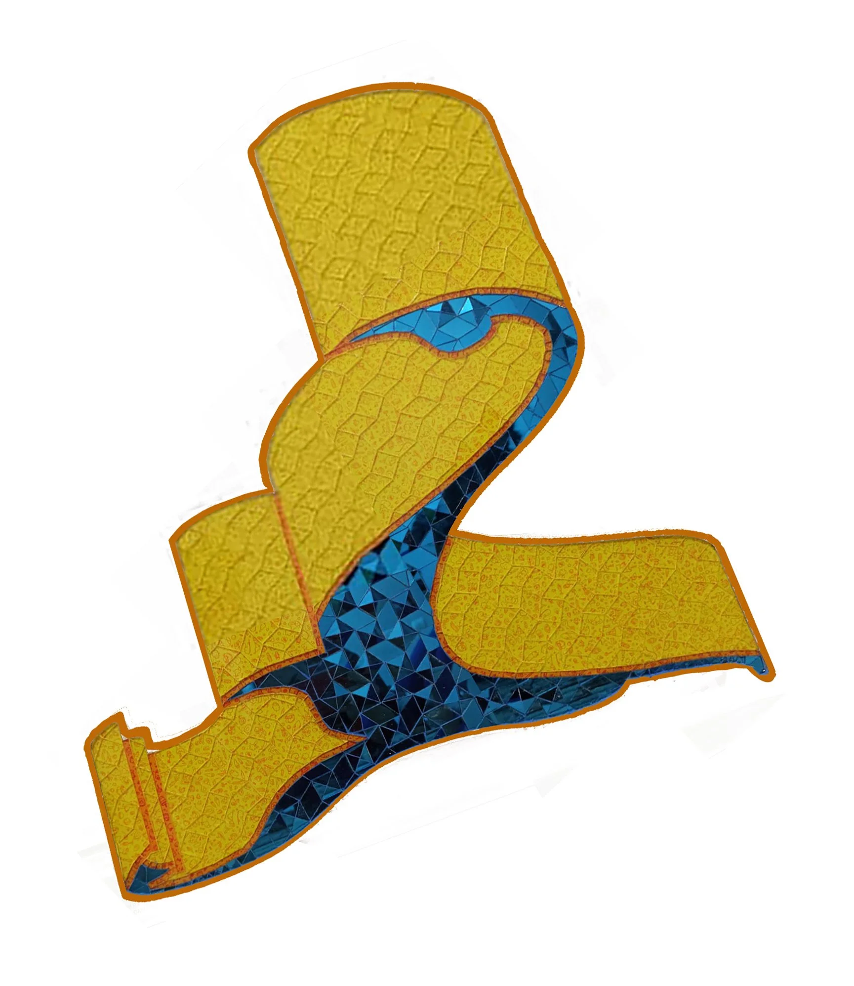 Islimi Perspective series, 2023, Mirror mosaics on wood, 70 x 65 cm 