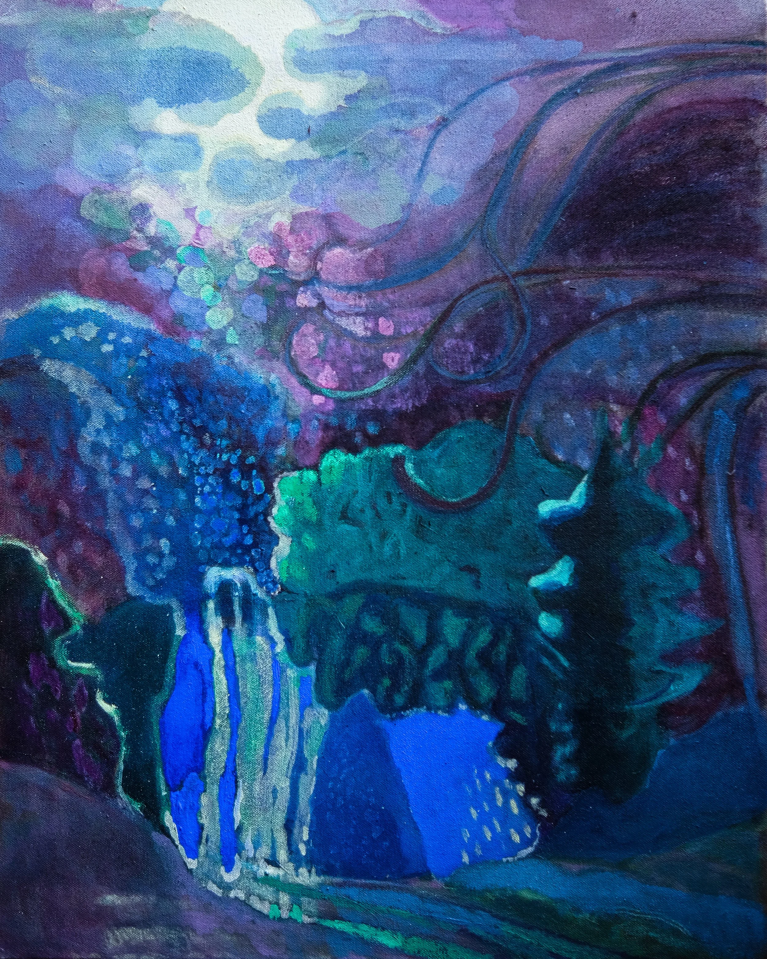 Mountain Loch, 2025, pigments and oil on canvas, 51 x 41 cm