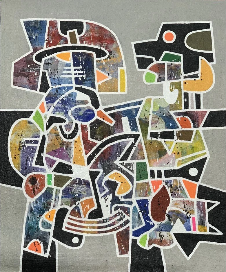 Charles Khoury, Untitled, 2020, acrylic on jute, 123 x 100 cm