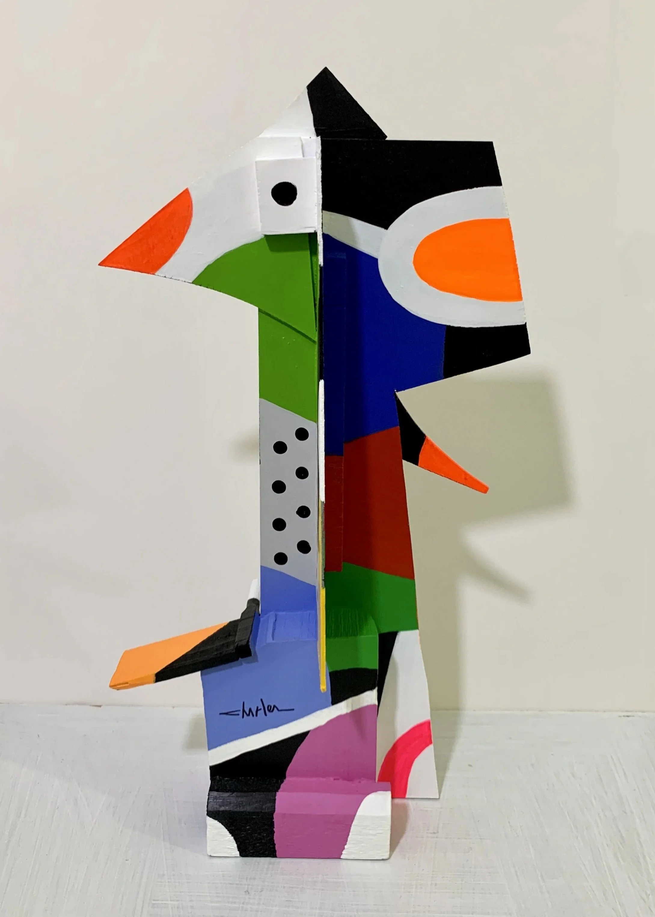 Charles Khoury, Wooden sculpture, 2019, acrylic on wood, 52x 26 x 10 cm