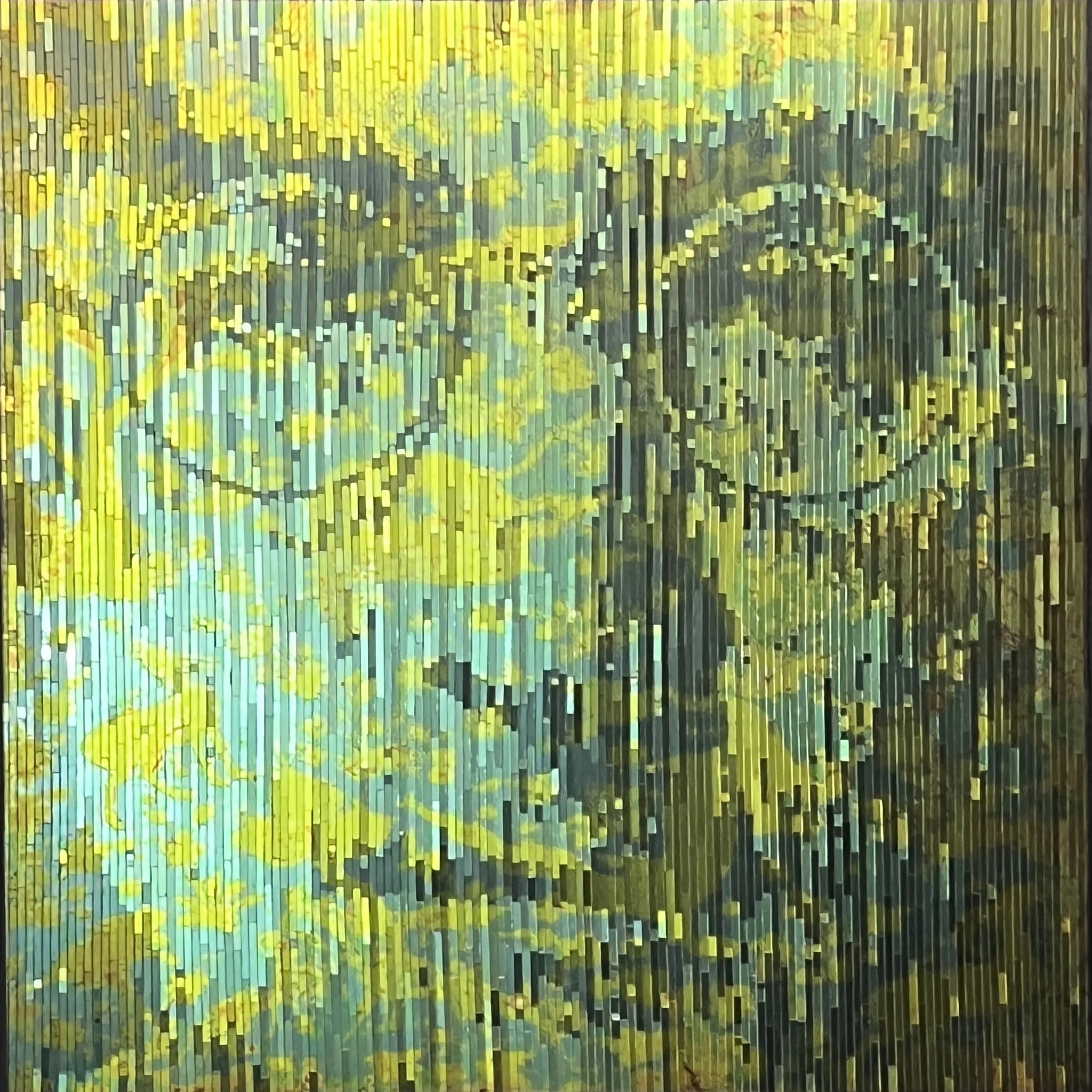 Imagine, 2022, Mirror mosaics on wood, 75 x 75 cm 