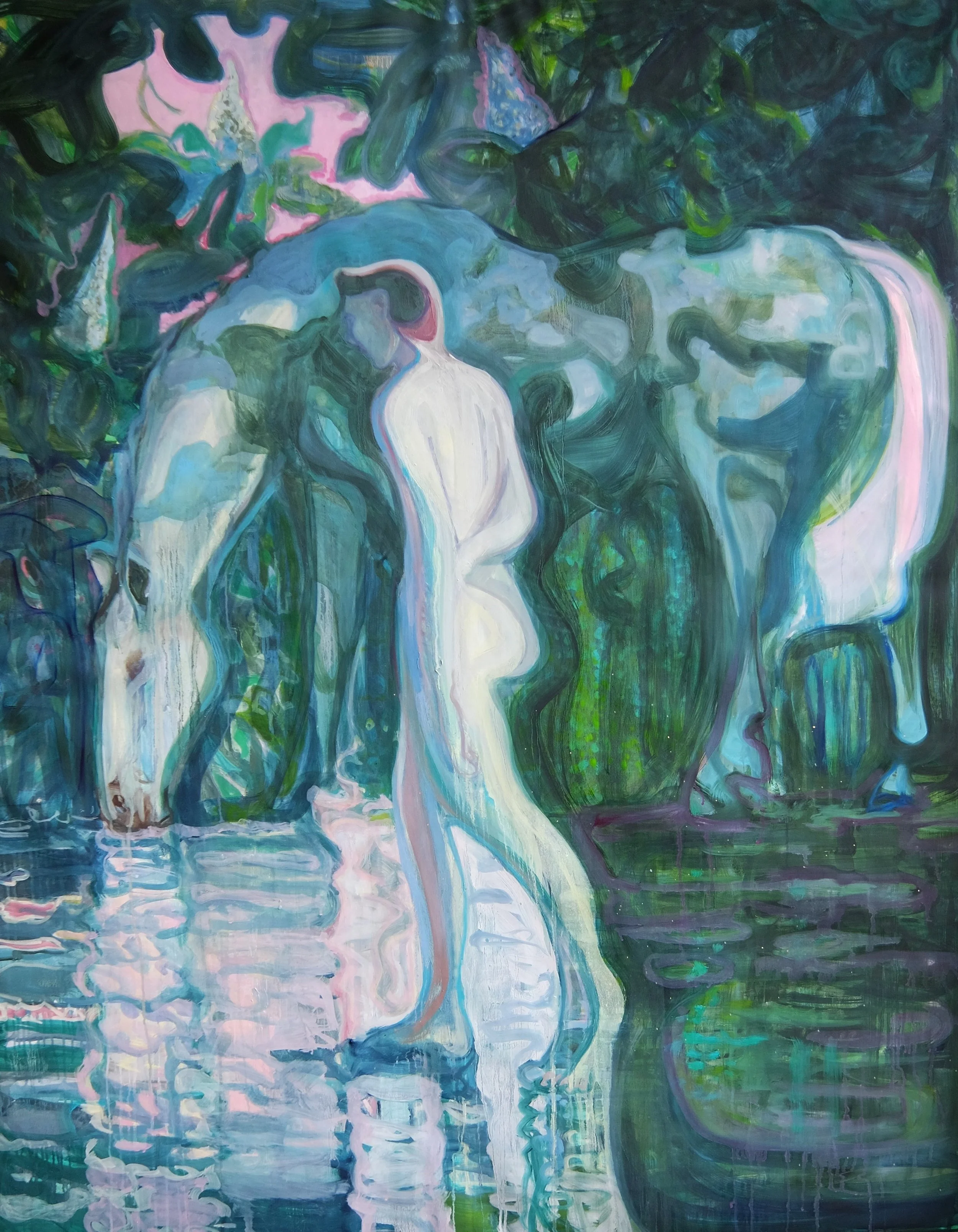 Eugenie Vronskaya, Sleepwalker 2, 2022-23, Oil, pigments on canvas, 155x 125 cm 
