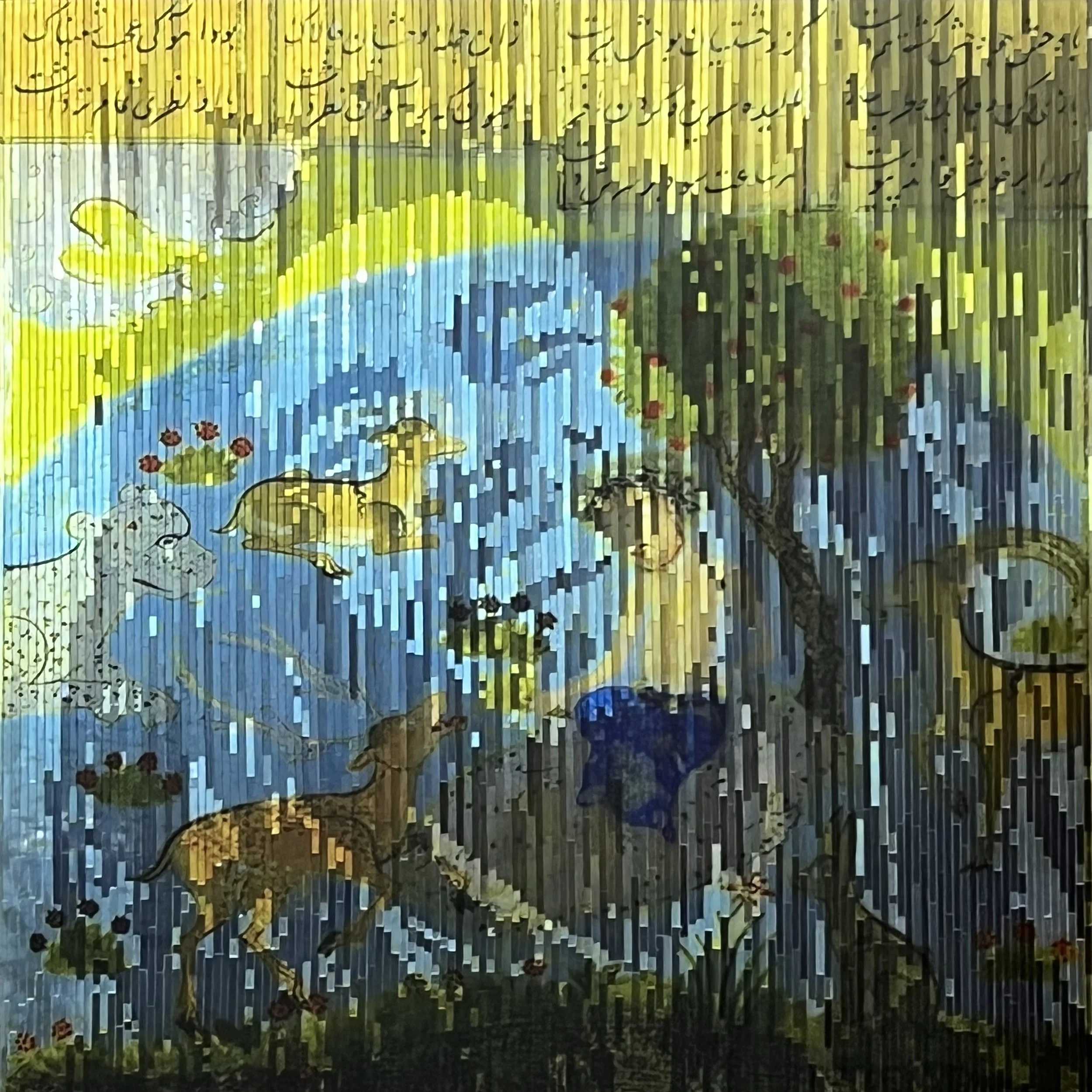No Woman No Cry, 2022, Mirror mosaics on wood, 75 x 75 cm 