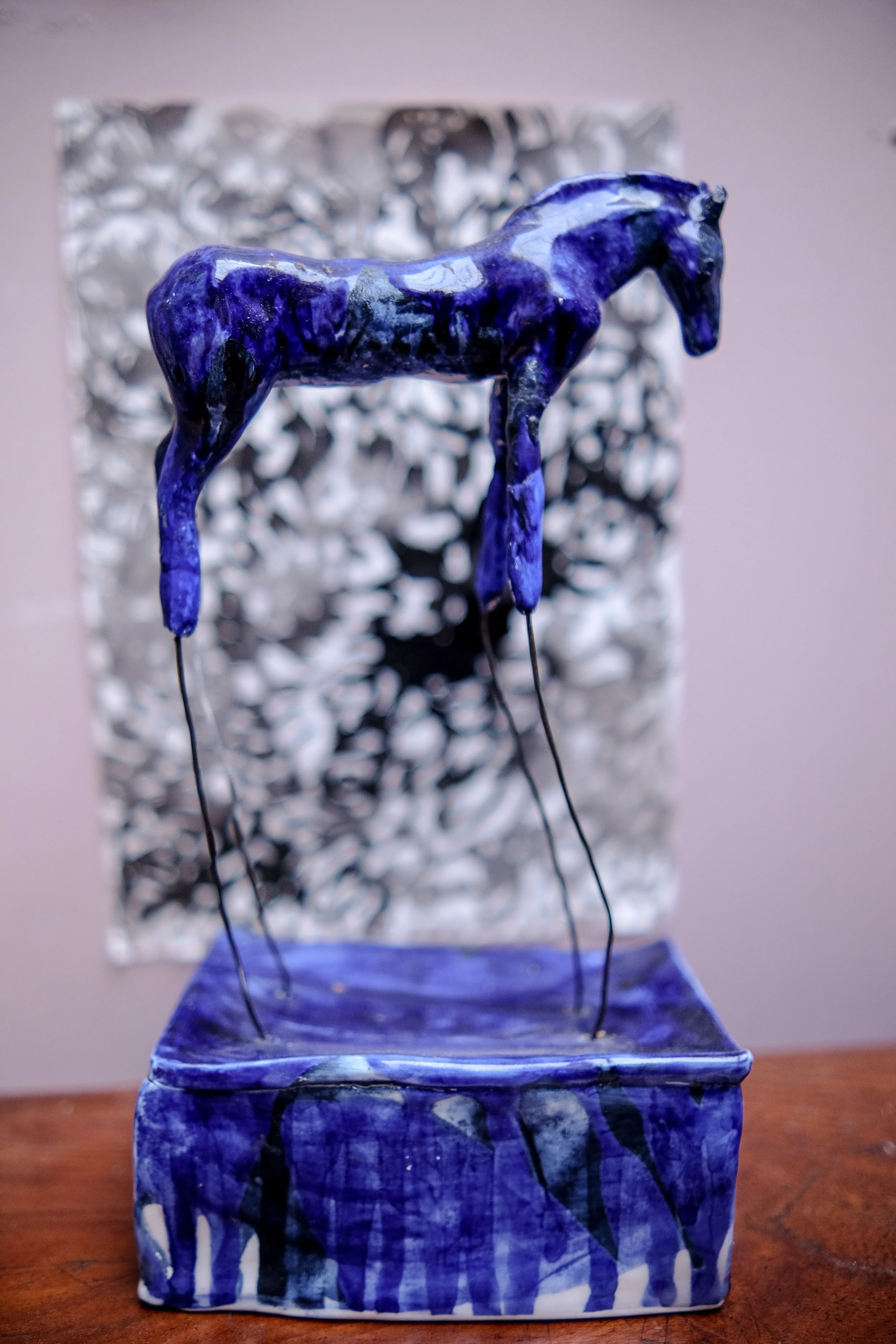  Blue Horse, porcelain, cobalt oxide, 33 x 12 x 16 cm