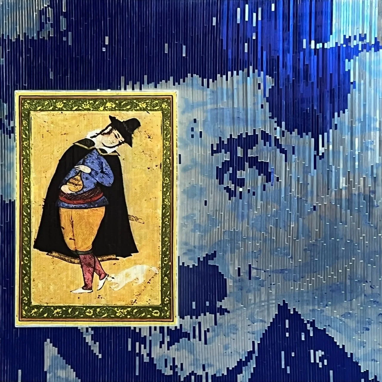 Charlie Chaplin, 2022, Mirror mosiacs on wood, 75 x 75 cm