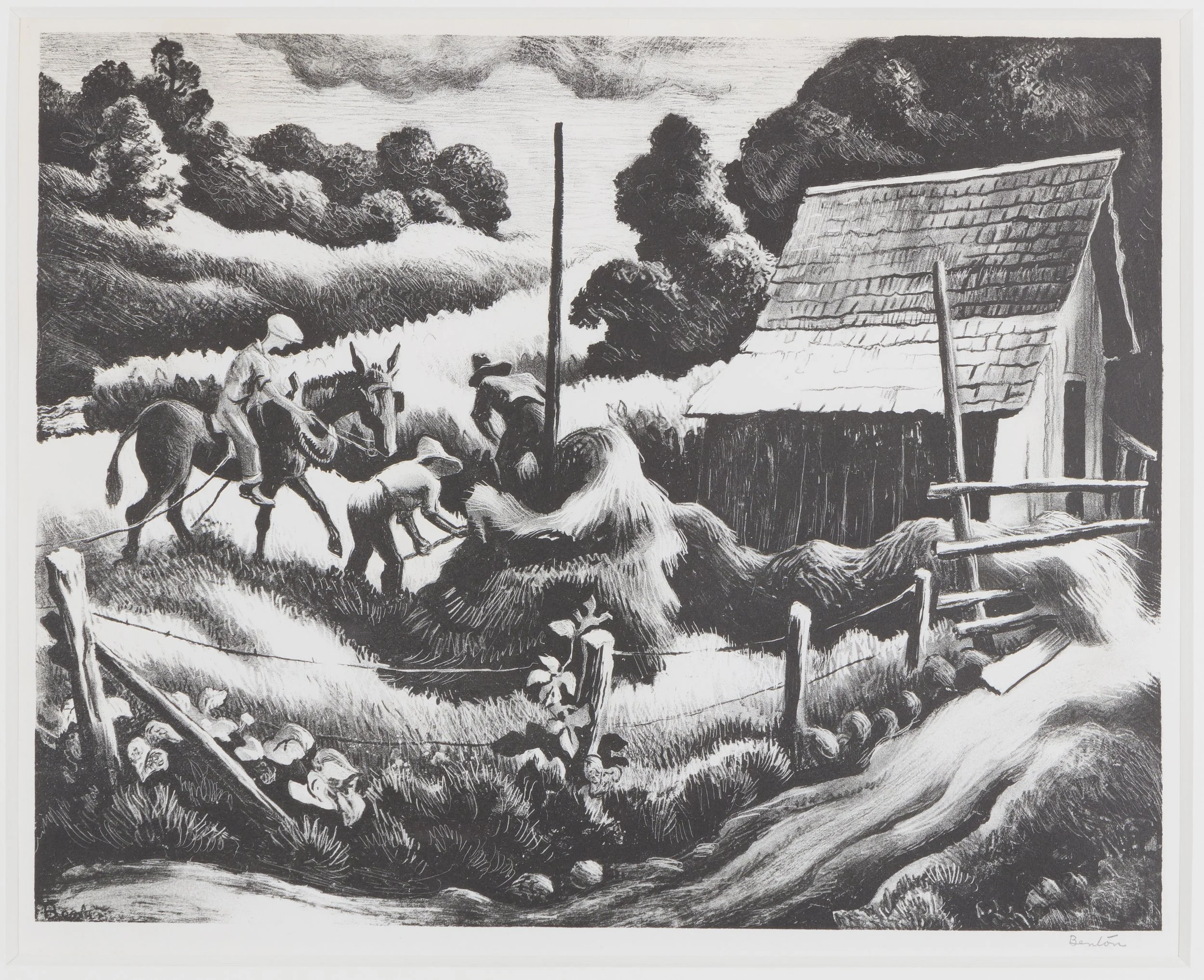 Thomas Hart Benton, Haystack, 1939. Signed lower right by the artist. Lithograph,
26.5 x 32.5 cm, Edition of 250