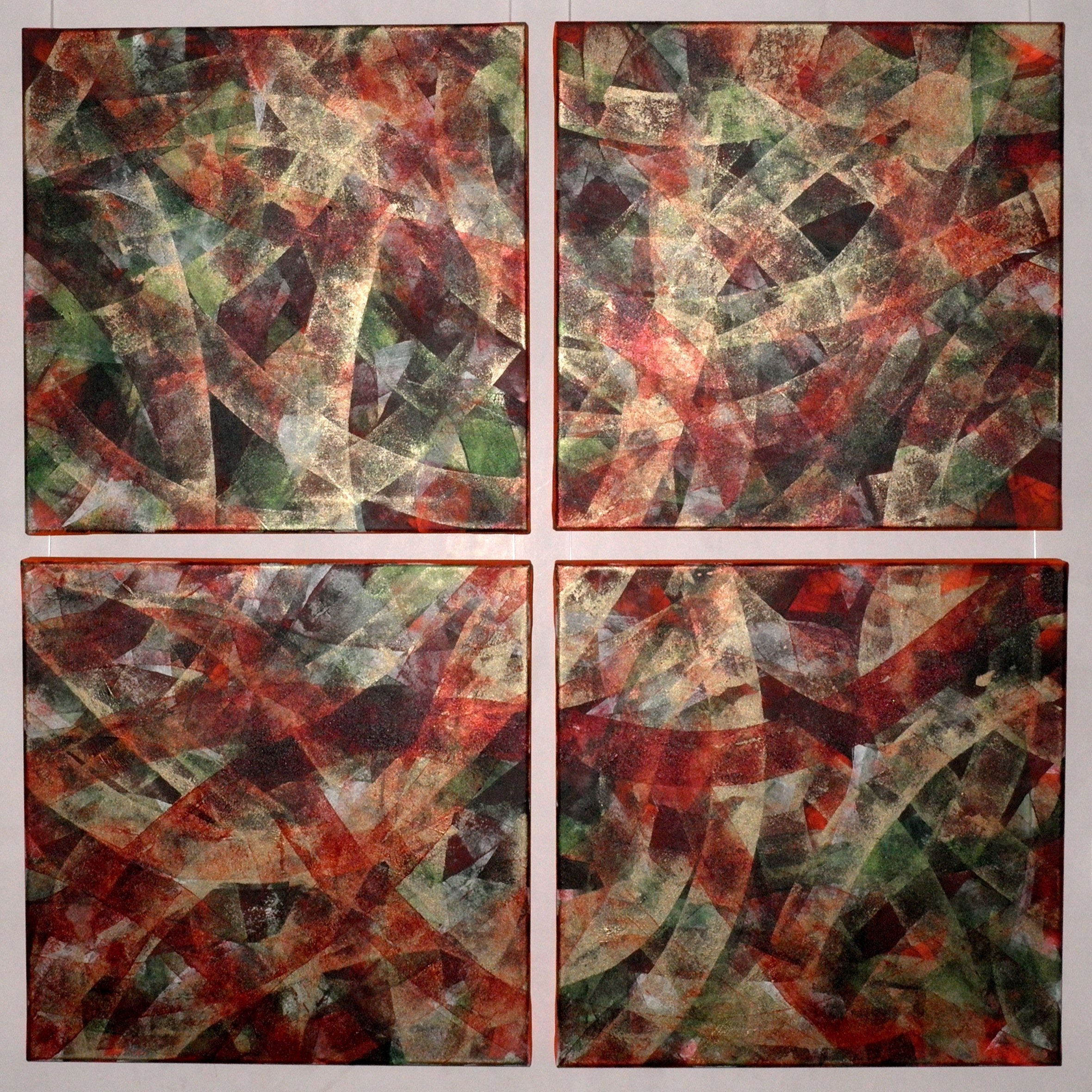 Azadeh Ghotbi, Crossroad 8,2012, Acrylic on canvas, Four 50 x 50 cm panels