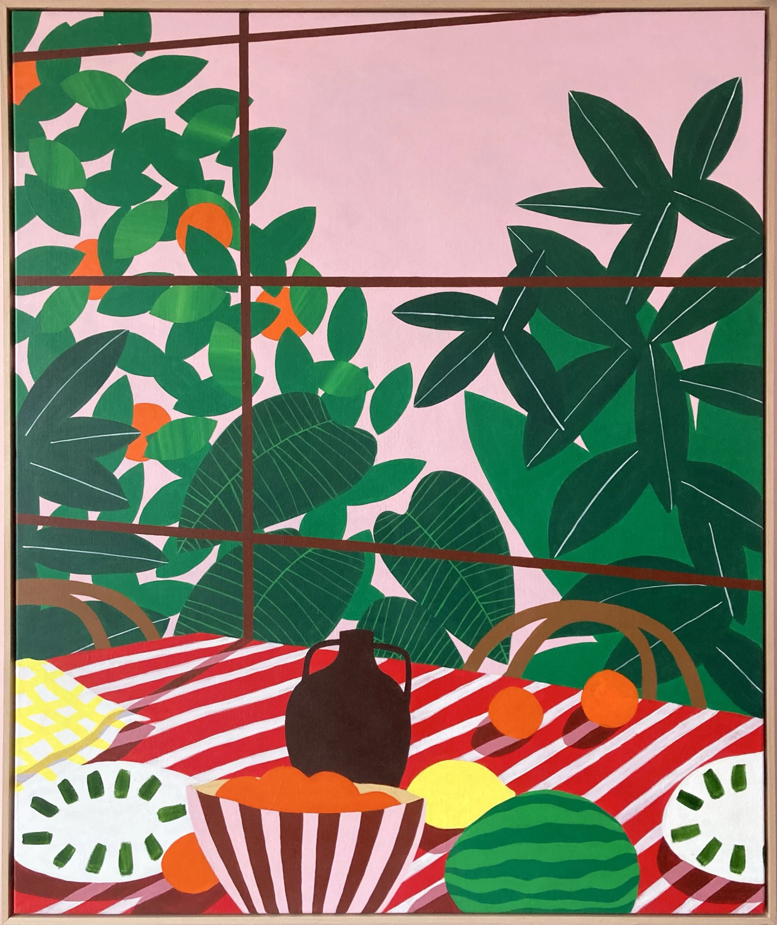 Marine Gentils, Fenêtre Sur l'Été, 2025, acrylic on canvas, 123 x 103 cm                                                     