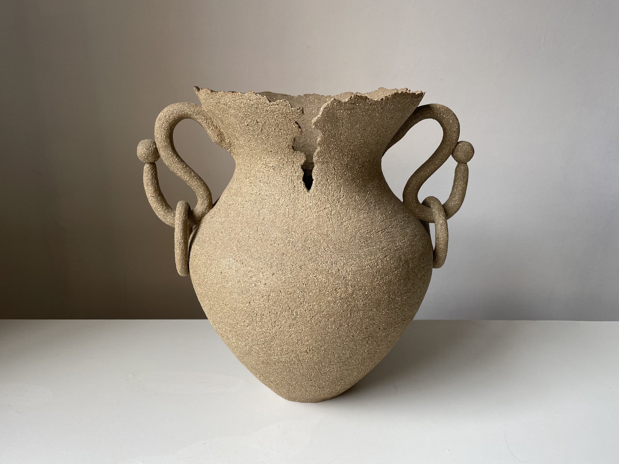 Emily Buck, Calissa, 2020, Hand-built textured stoneware vessel, 32 x 33 cm