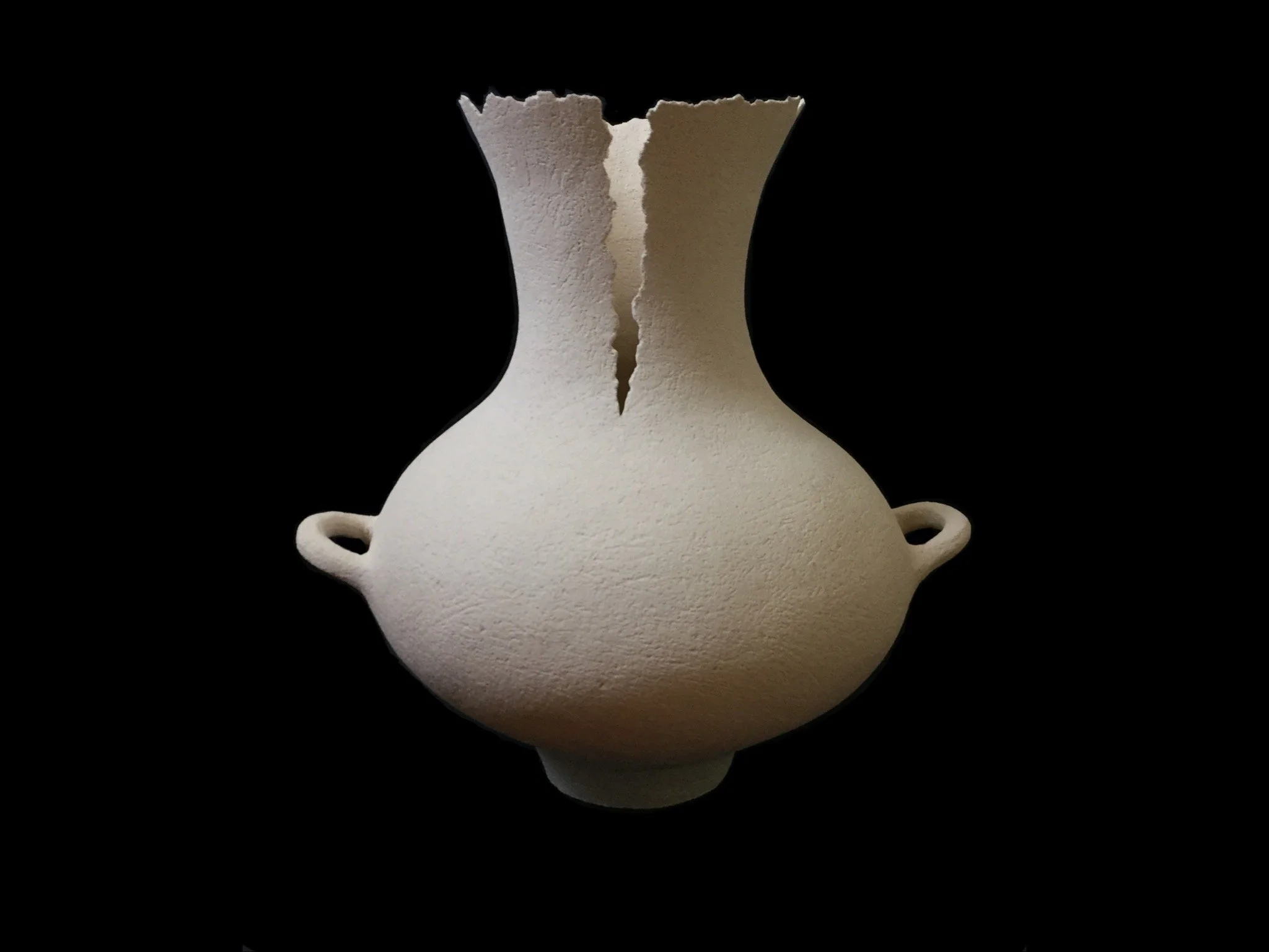Emily Buck, Anaeideia, 2019, Hand-built textured off-white stoneware vessel, 41 x 27 cm