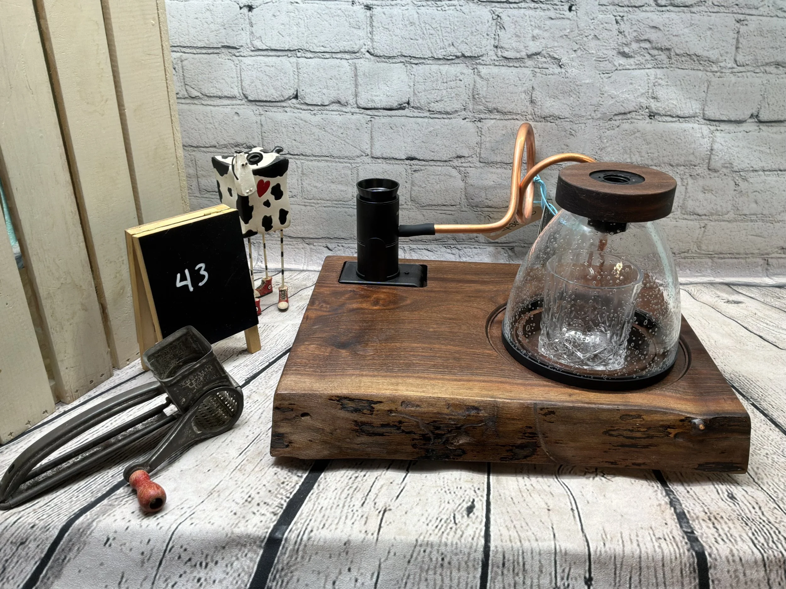 #43 Small “Live Edge” Cocktail Smoker  Walnut Board