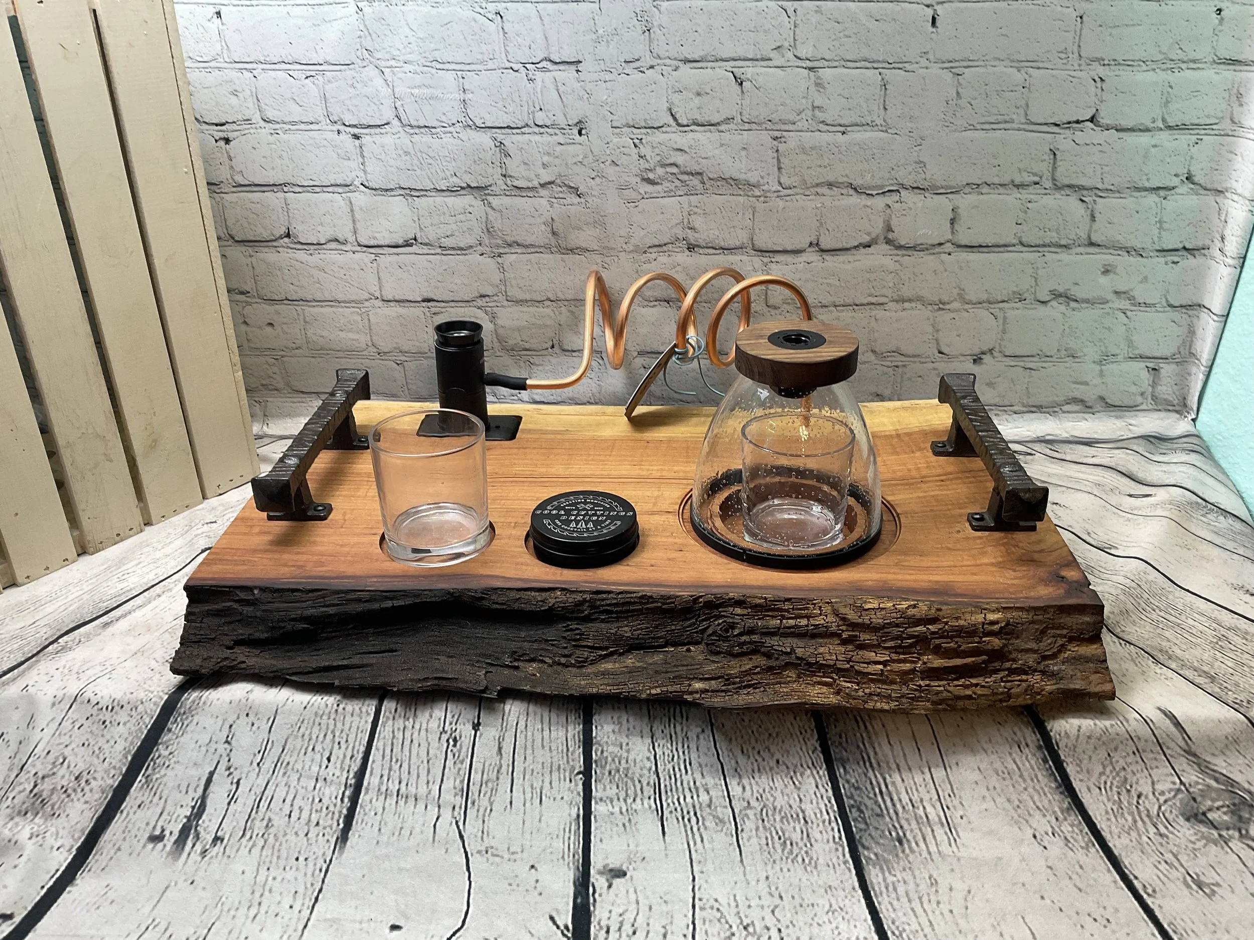 Medium “Live Edge” Cocktail Smoker - Red Oak