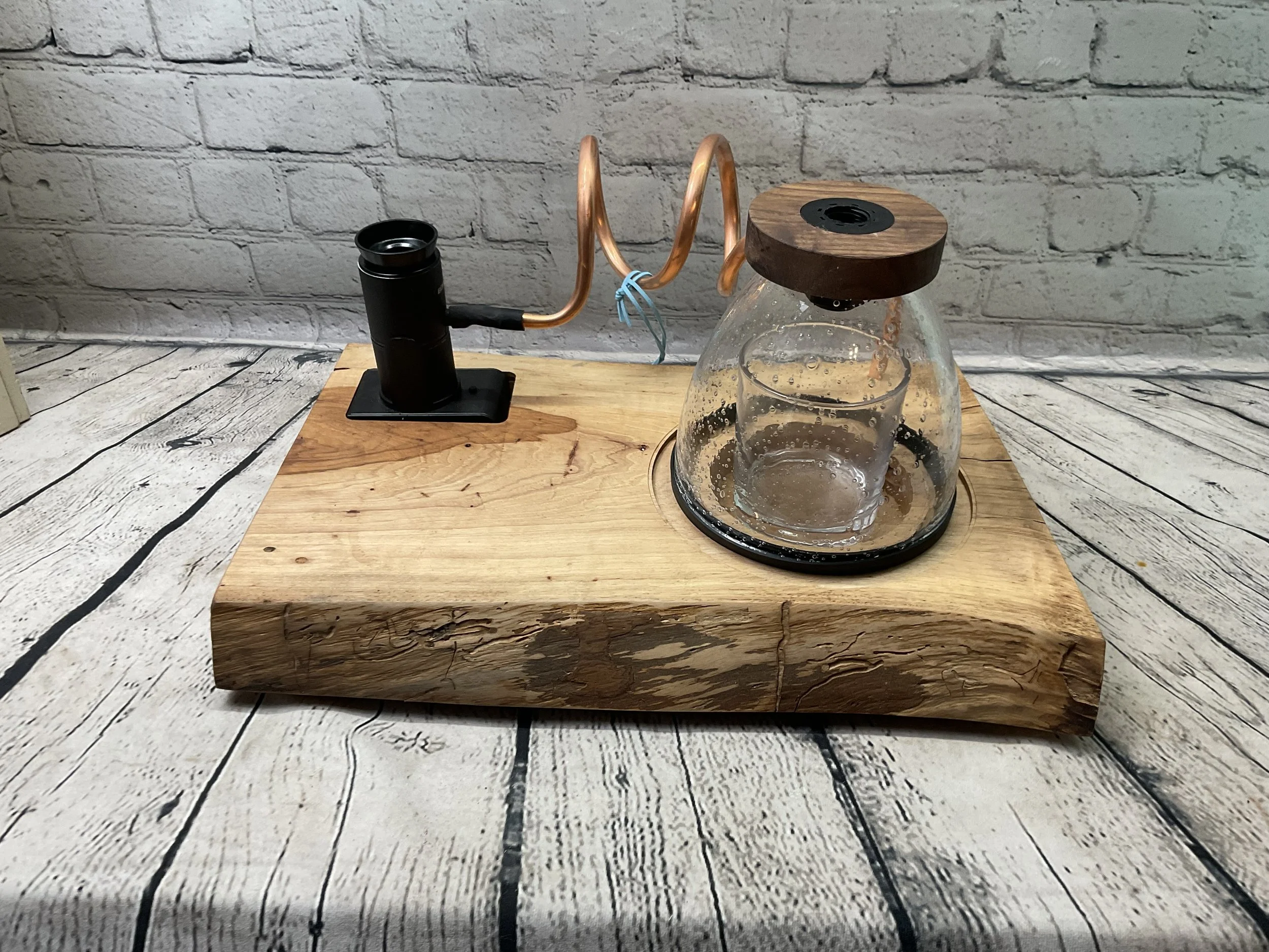 Small “Live Edge” Cocktail Smoker - Red Oak Board