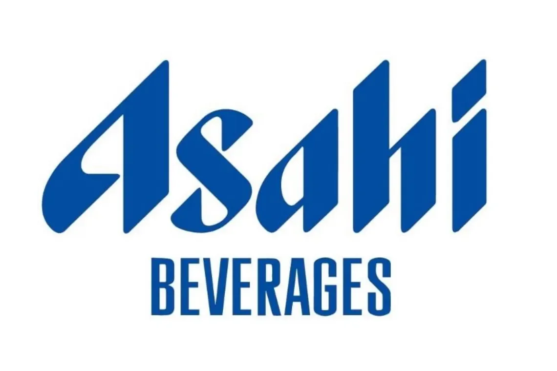 Asahi Beverages logo in blue text with a white background.