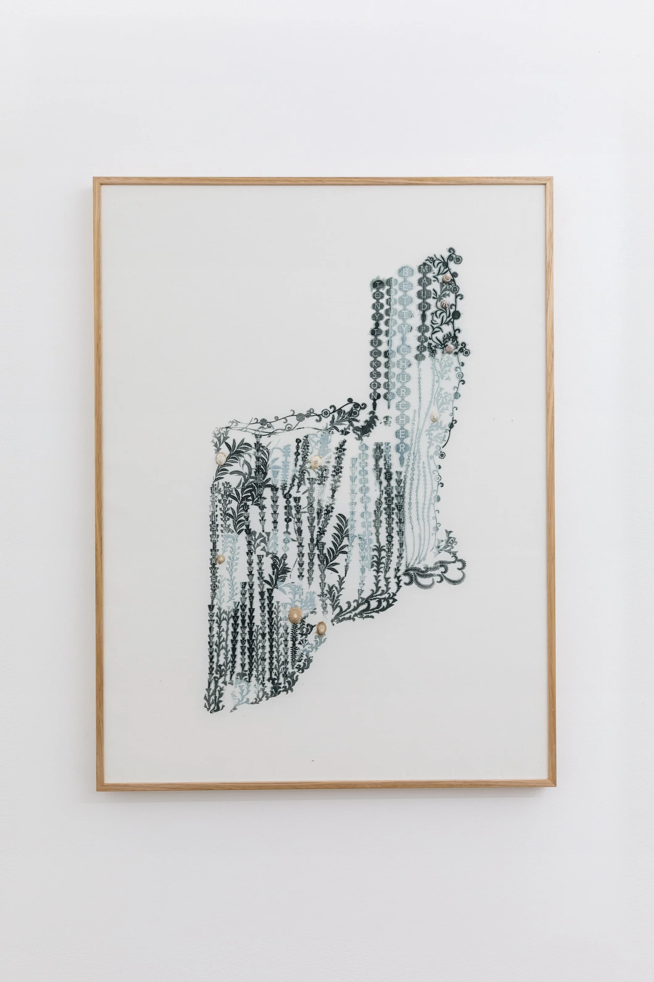 Justin Trendall | Full fathom five II, 2026 | Unique state screen print on shells | 77 x 103 cm